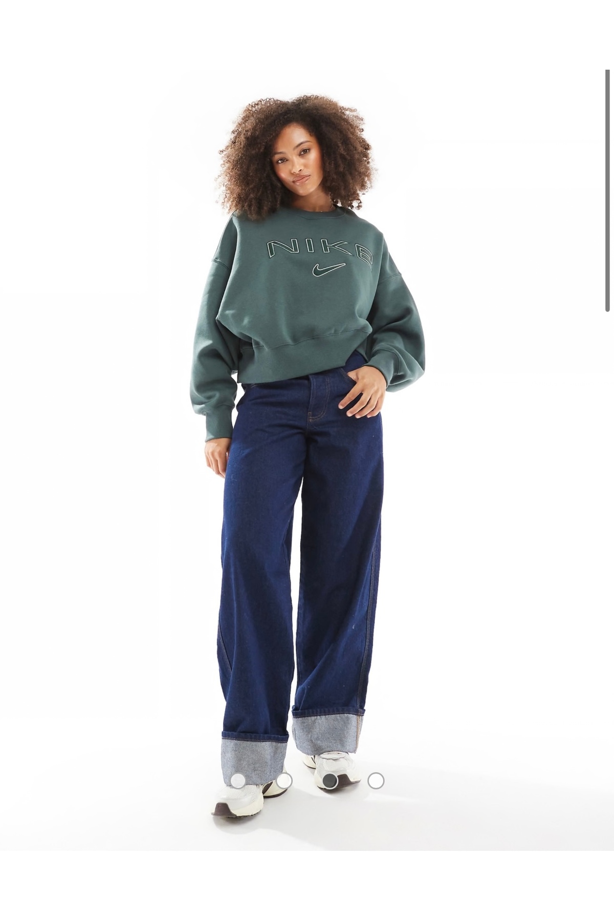 Nike Sportswear Phoenix Fleece Over-Oversized Crew-Neck Logo Yeşil Kadın Sweatshirt görsel 7