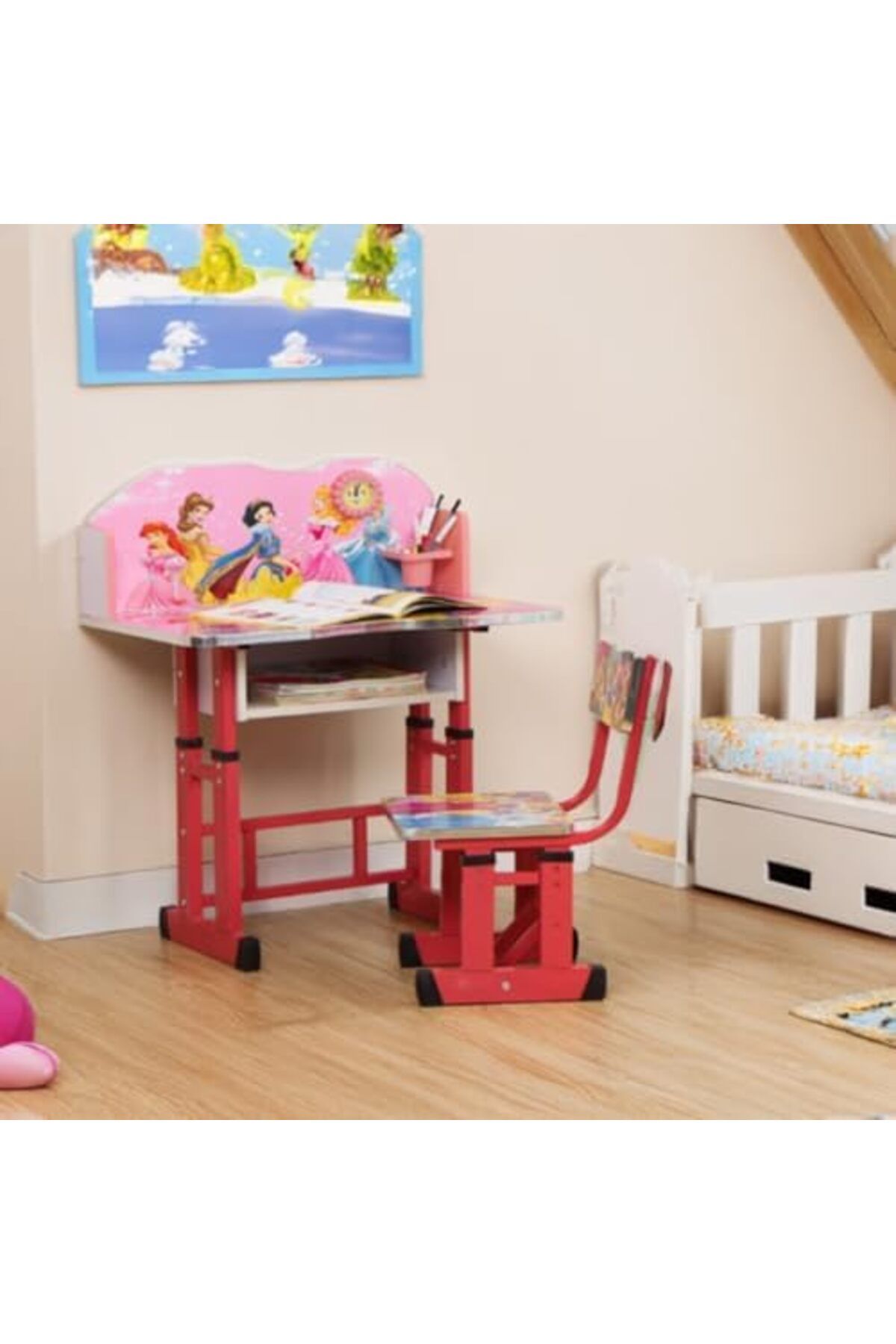 AGD-Adjustable Height Kids Study Table Set (Pink) 6