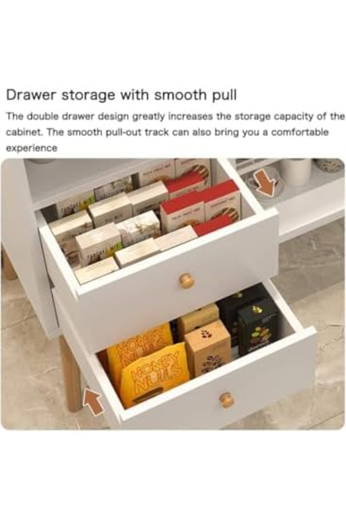 AGD-Coffee Corner with Storage, Side Buffet with Shelves and Drawers, Center Table for Home Office 100 x 4