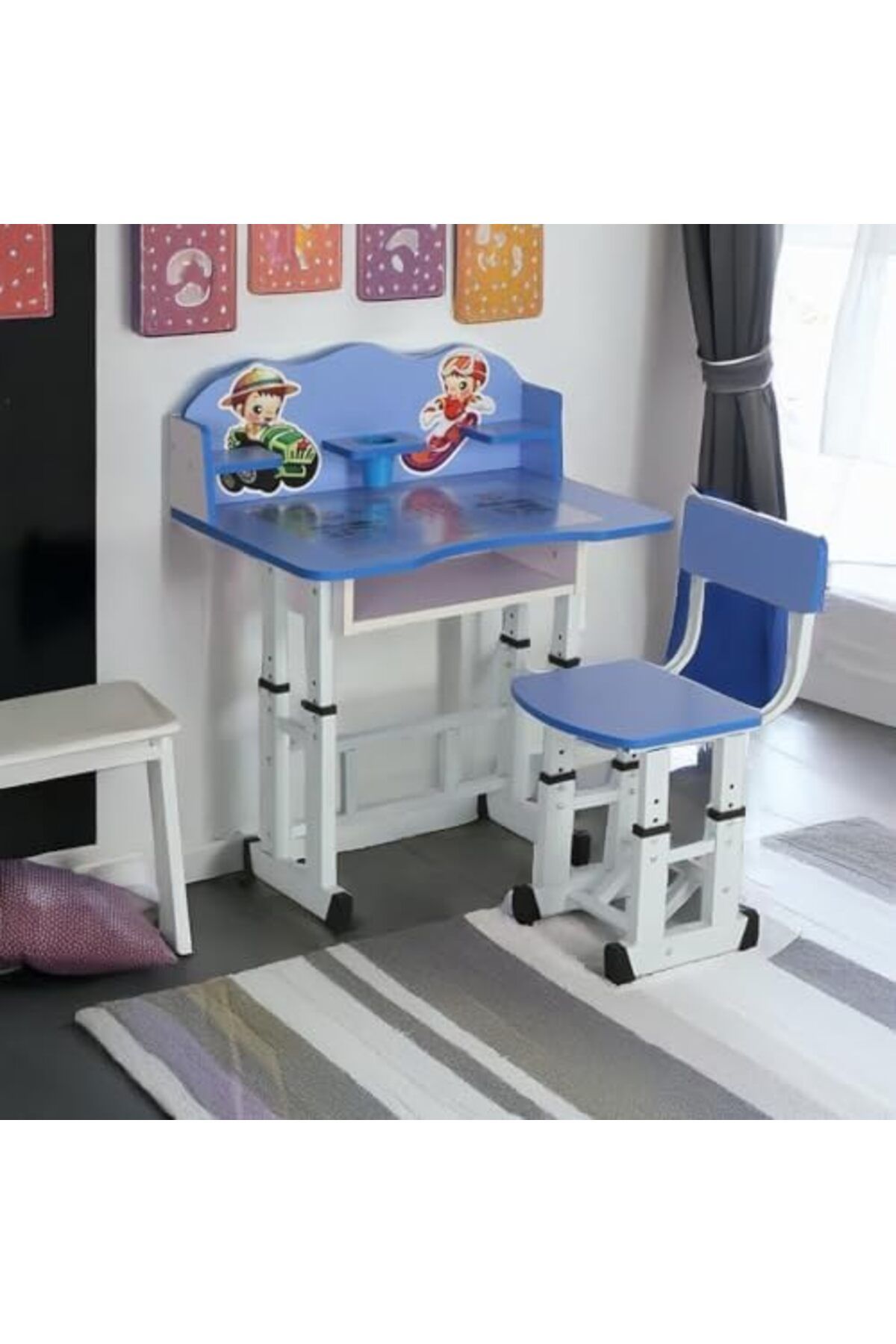 AGD-Height Adjustable Kids Learning Desk with Drawer, Study Table and Chair, Study Table for Kids Ages 3 7