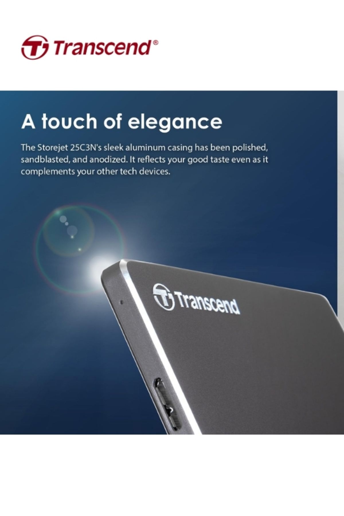 Transcend-Extra Slim StoreJet 25C3N 1TB External Portable Hard Drive | TS1TSJ25C3N | Aluminium 8