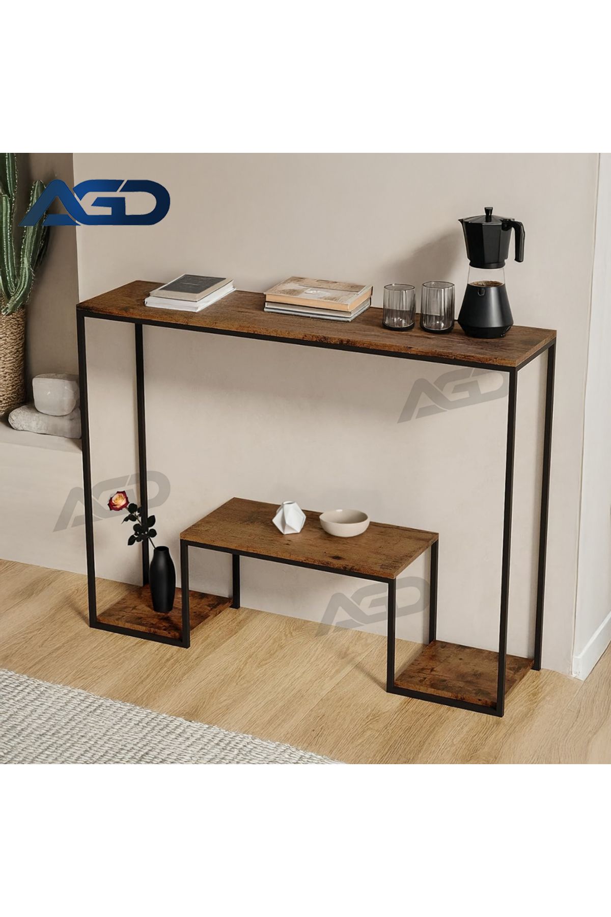 AGD-طاولة وحدة تحكم احترافية ثلاثية الطبقات بتصميم عصري، ورف تخزين، مناسبة لمعدات القهوة 2