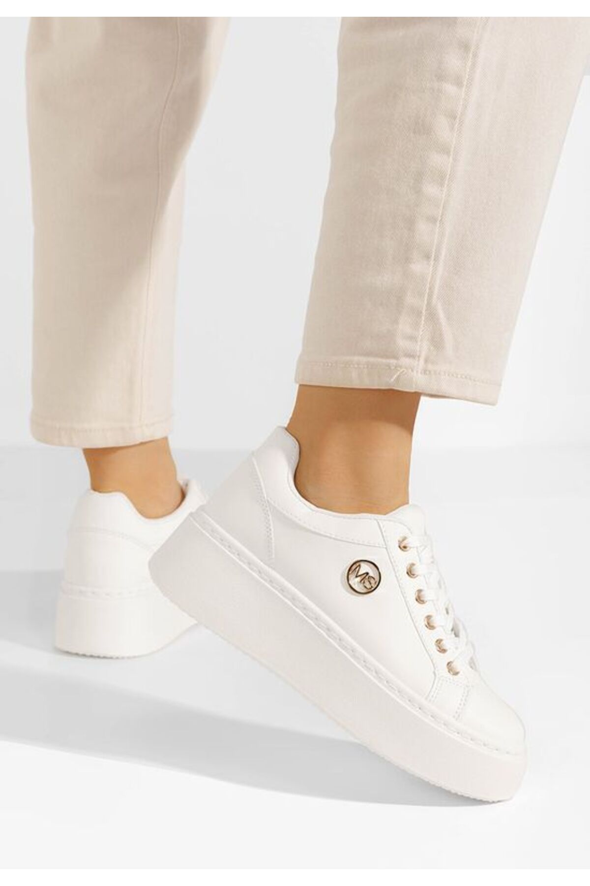 B T Shoes Sneakers cu platformă Azana V4 albi