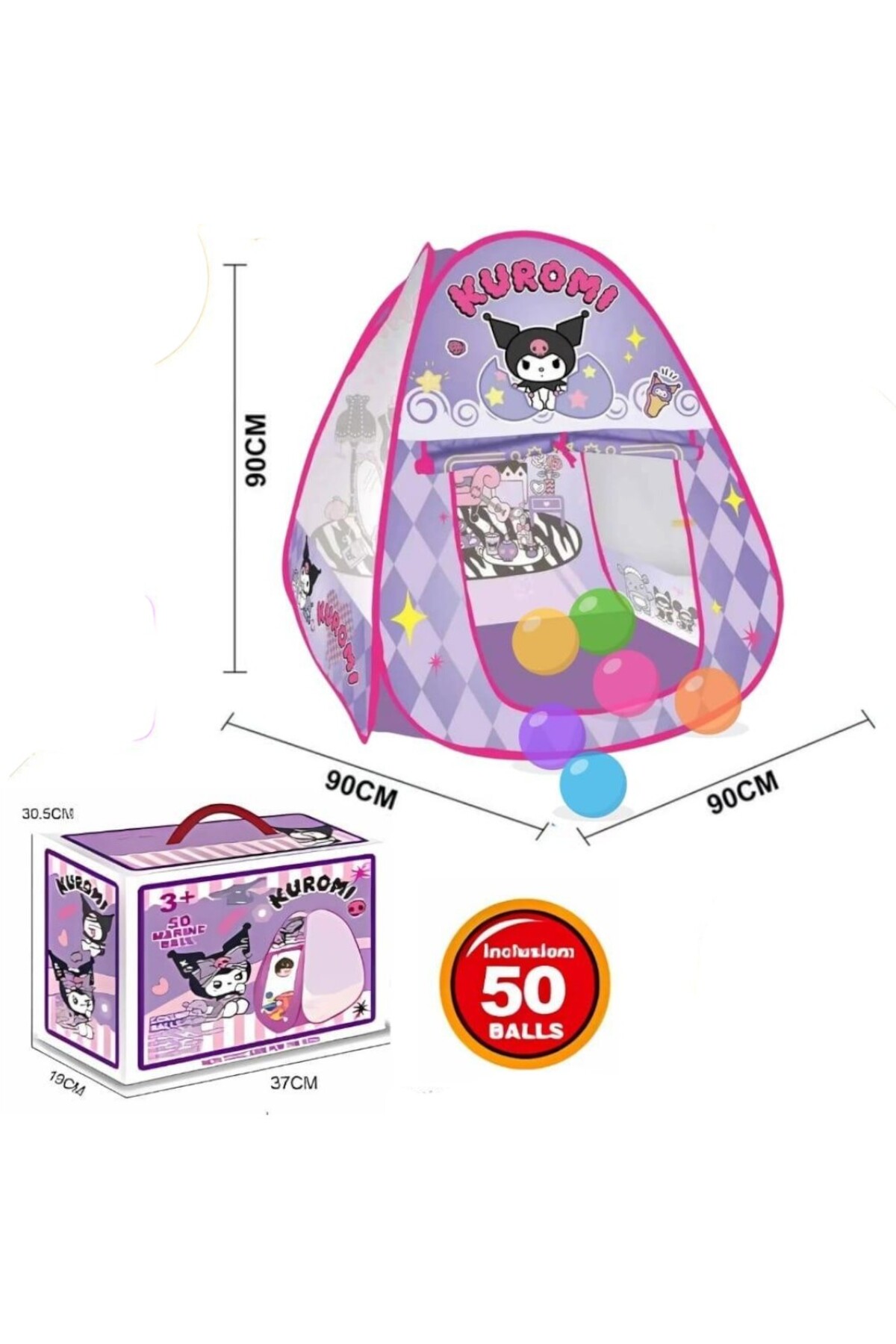 خيمة أطفال محمولة، خيمة منبثقة متينة مع 50 كرة، بيت لعب كورومي الممتع للاستخدام الداخلي والخارجي