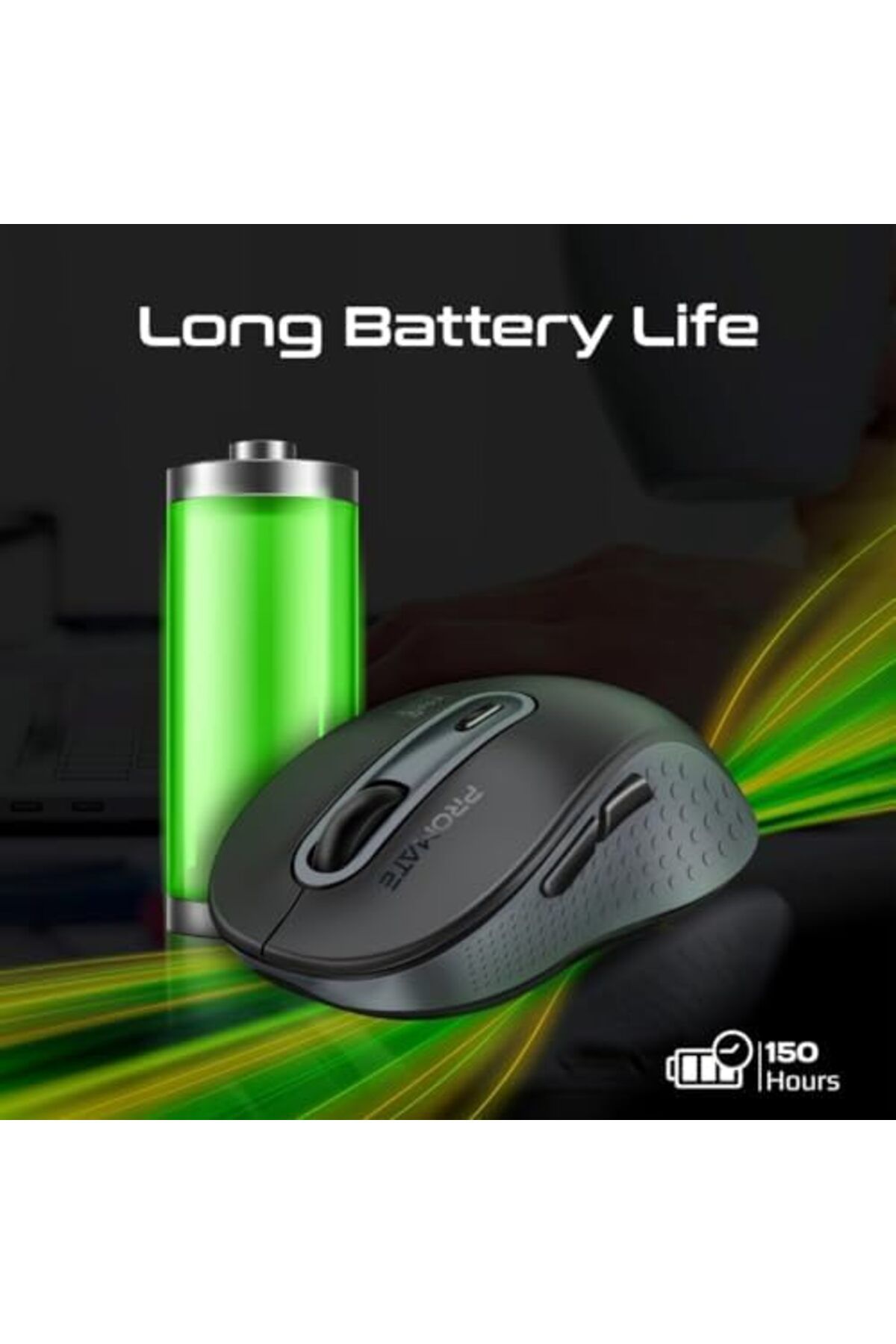 Promate-Wireless Mouse, Ergonomic Ambidextrous Wireless Mice with Dual Mode Connectivity, Bluetooth 6