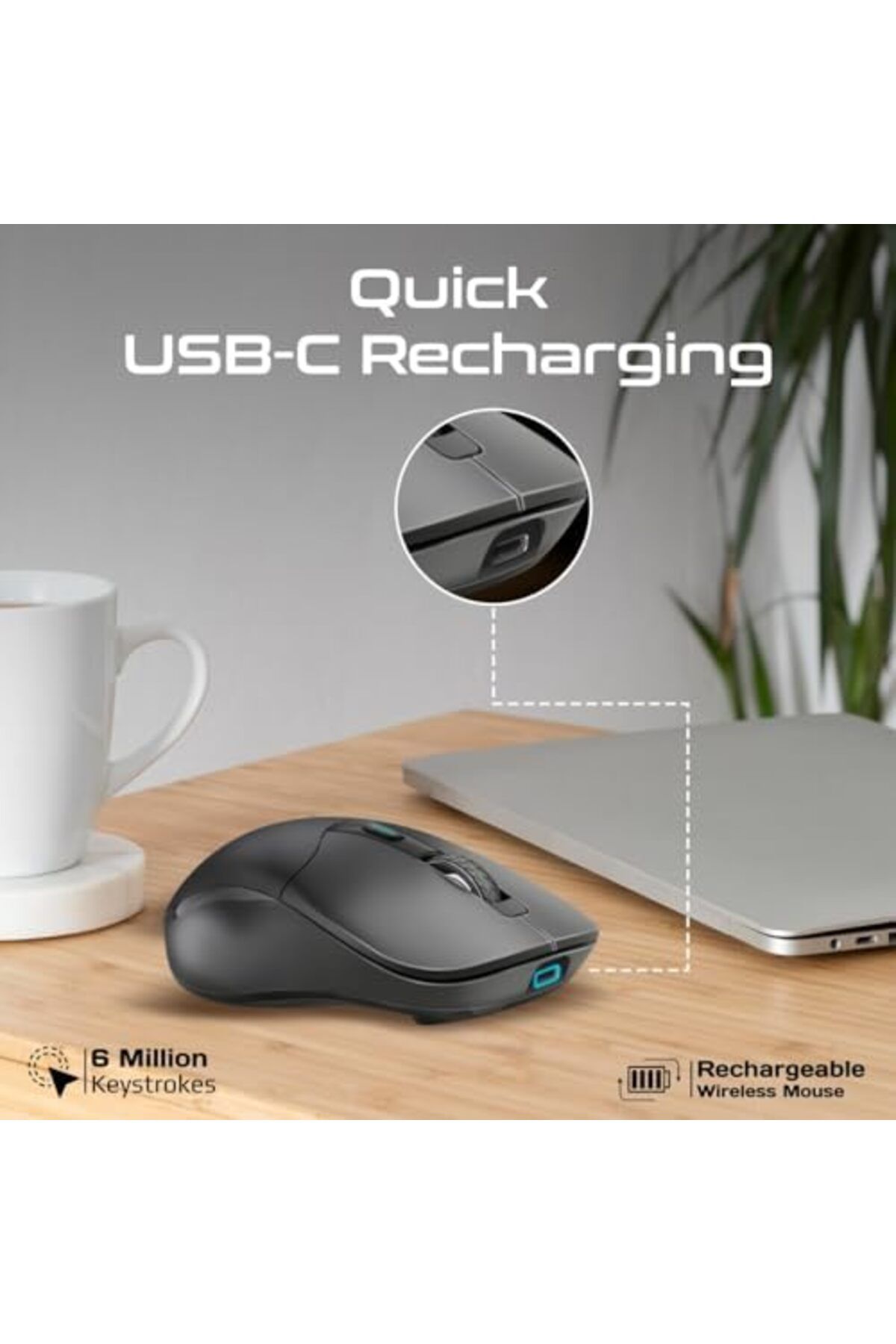 Promate-Cordless Mouse, Premium Bluetooth Nano Receiver Wireless Mouse with Dual Mode Connectivity, 7