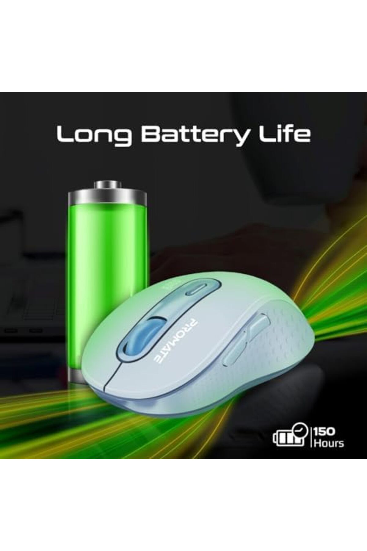 Promate-Wireless Mouse, Ergonomic Ambidextrous Wireless Mice with Dual Mode Connectivity, Bluetooth 6