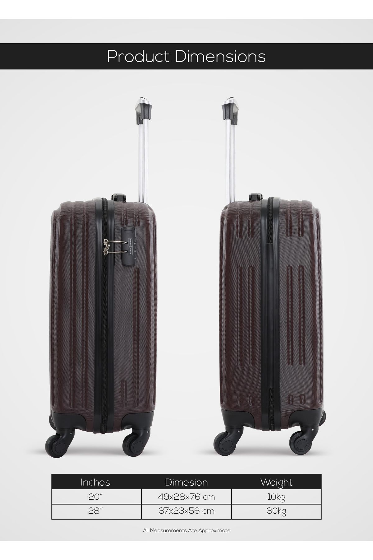 PARAJOHN-Ridge 2-piece Luggage Set Abs Hard Shell Check-in Trolley Bag With 360° Spinner Wheels & Lock 5