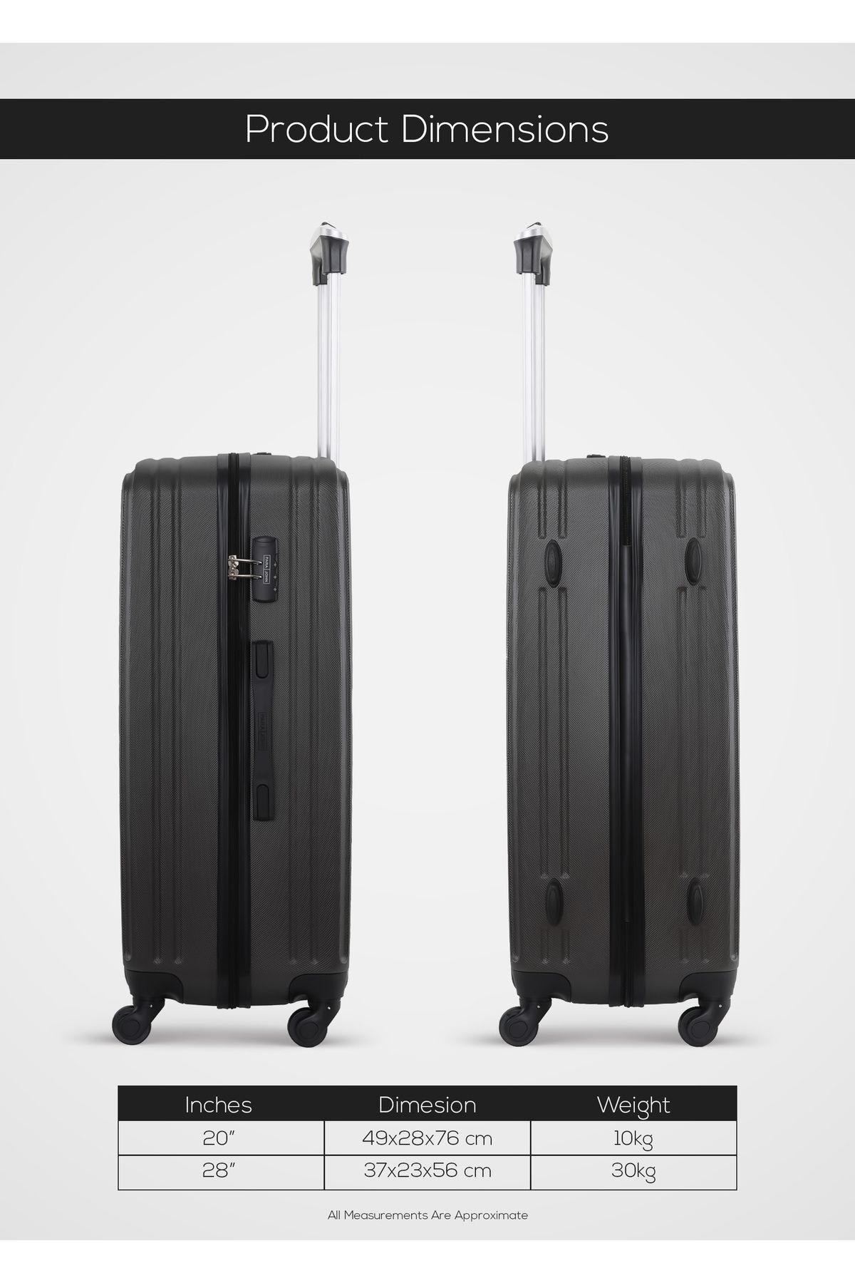 PARAJOHN-Ridge 2-piece Luggage Set Abs Hard Shell Check-in Trolley Bag With 360° Spinner Wheels & Lock 5