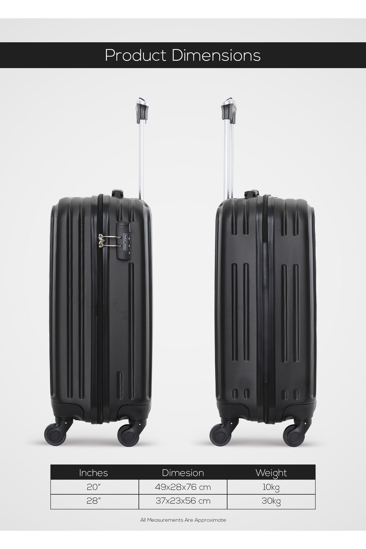 PARAJOHN-Ridge 2-piece Luggage Set Abs Hard Shell Check-in Trolley Bag With 360° Spinner Wheels & Lock 5