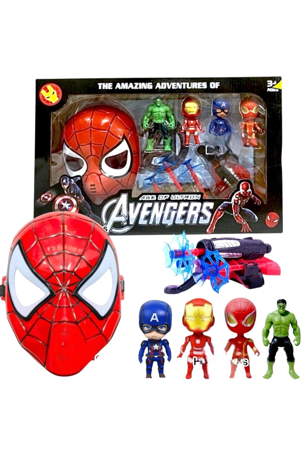 Toybox-Avengers Spiderman Toy Set, Spider Web Shooting Wrist with 4 Hero Models, Large Box 1