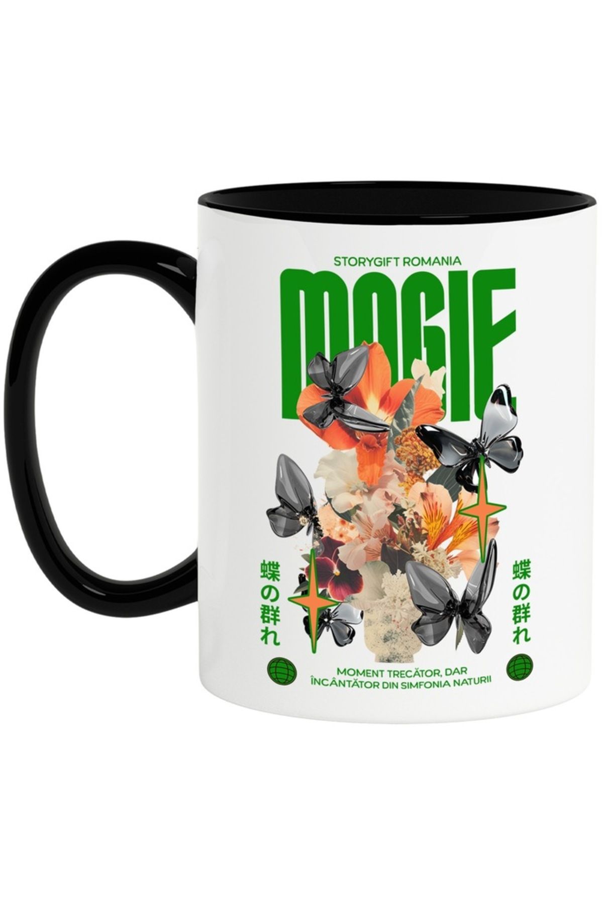 INOVATIX-Personalized white mug, MAGIE, with Black Handle, INOVATIX®. 330ml 1
