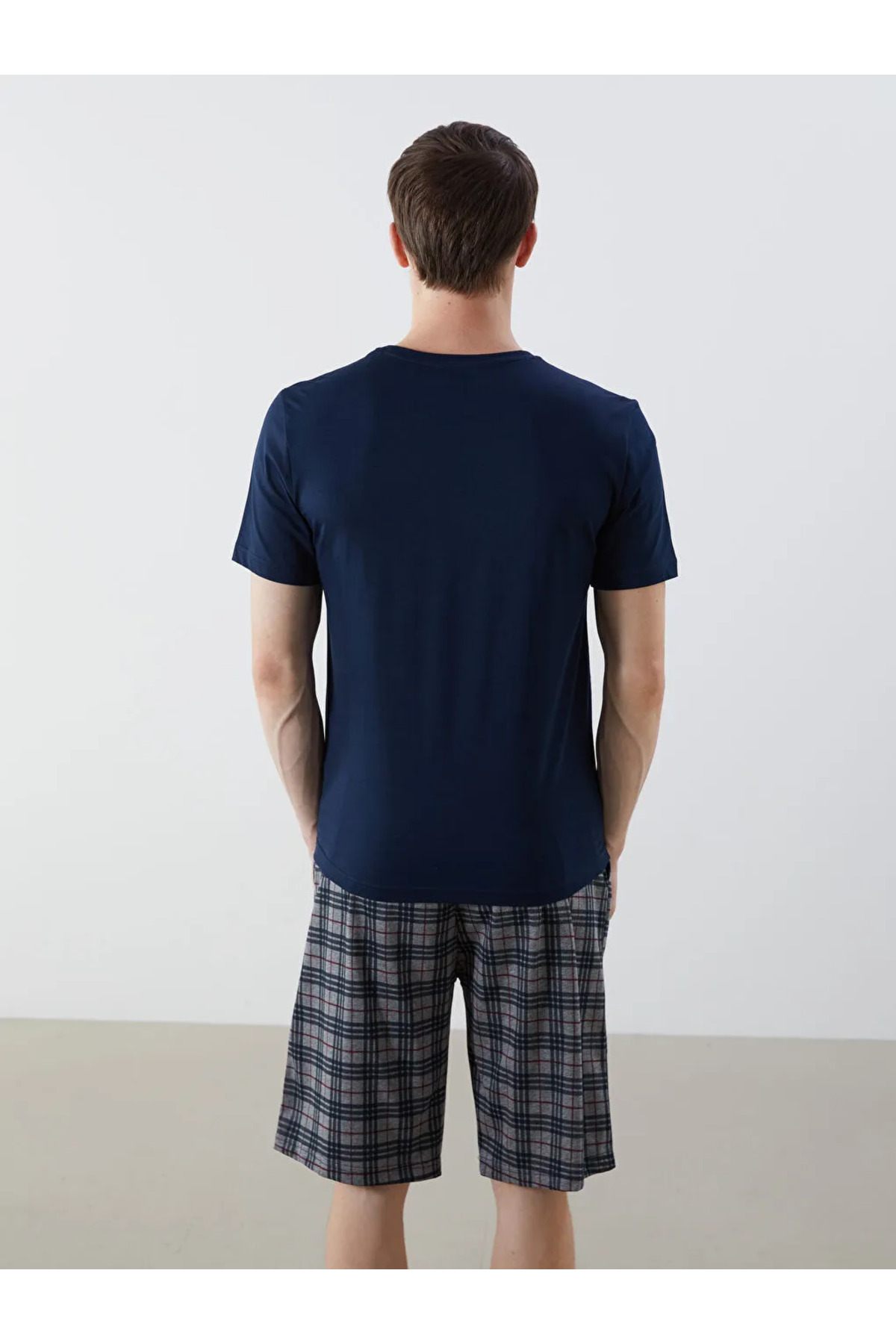 LC Waikiki-Σετ ανδρικές πιτζάμες Grey Standard Fit 3 Πακέτο 5