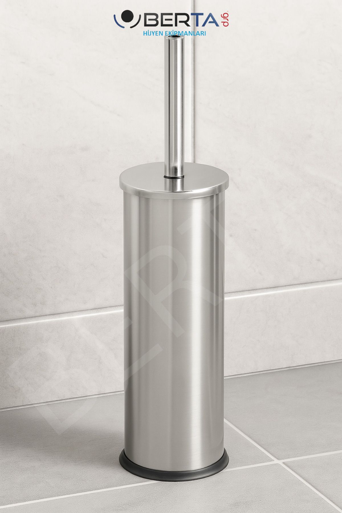 Berta Hijyen-Metal Practical Lid Trash Can 8Lt and Toilet Brush Bathroom Set - Mini Size Garbage Bag Is a Gift 4