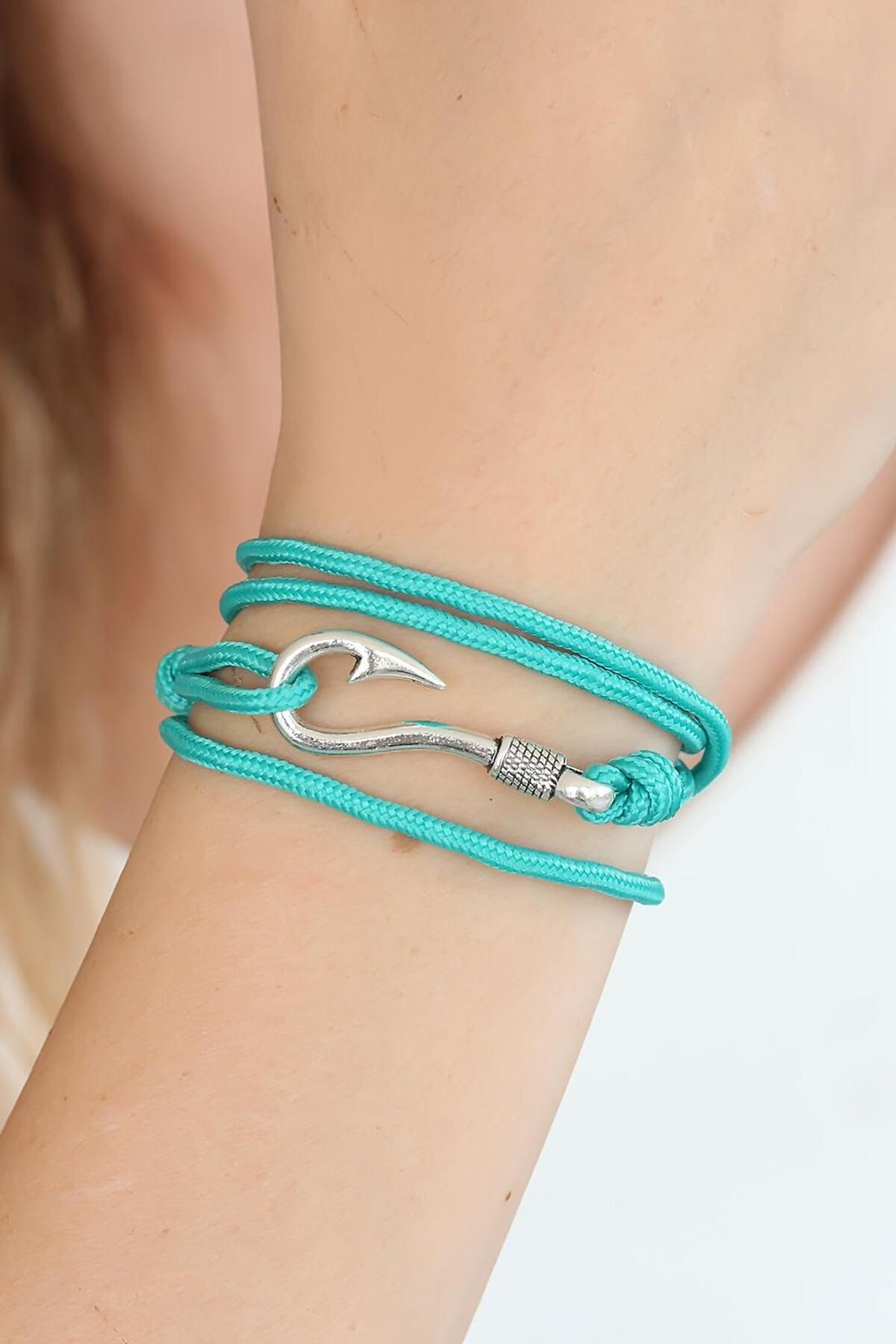 Moco-Turquoise Color Silver Metal Multiple Bracelet with Hooks 1