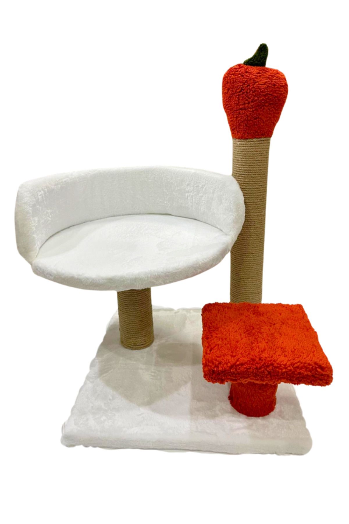 Komano Pontika-🍎   Stylish and Fun! Plush Cat Scratching and Resting Board with Carrot Detail – Compact and Comfortable 🐾 4