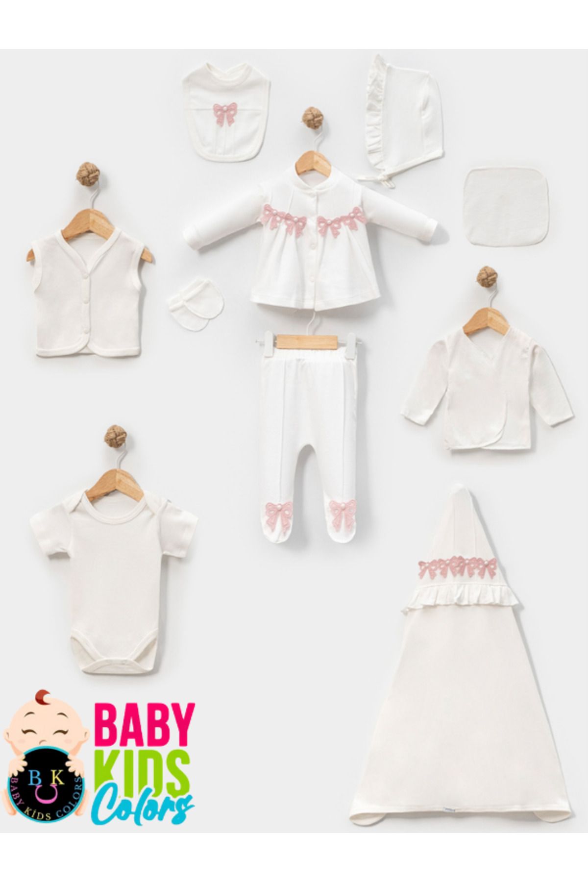 baby kids colors Kutulu - Kız Yenidoğan Kıyafetleri 10'lu Hastane Çıkış Setleri İncili %100 Pamuk fotoğrafı 4 (önizleme)