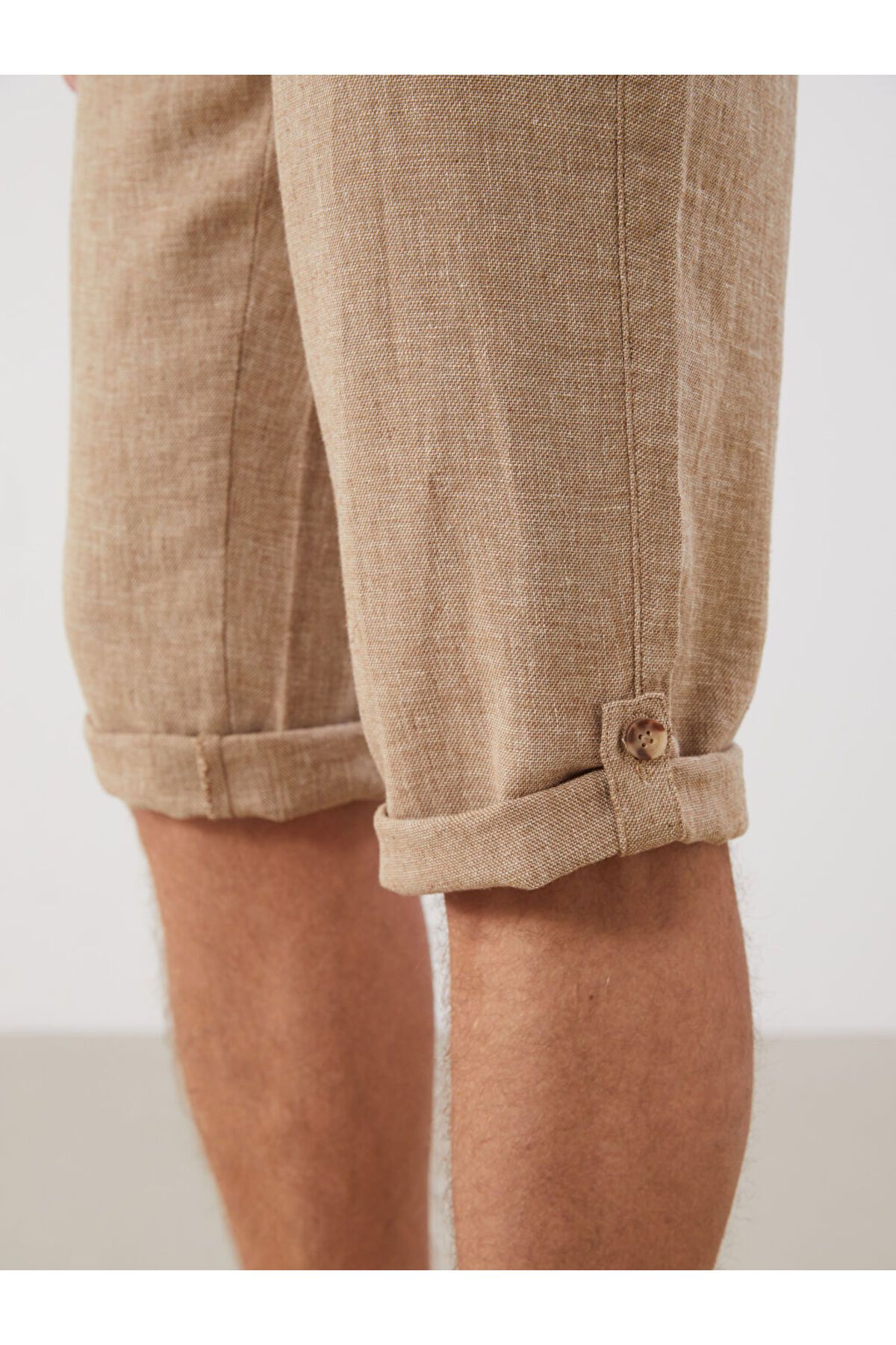 LC Waikiki-Ανδρικό σορτς καφέ Standard Fit Λινό Μικτό 3