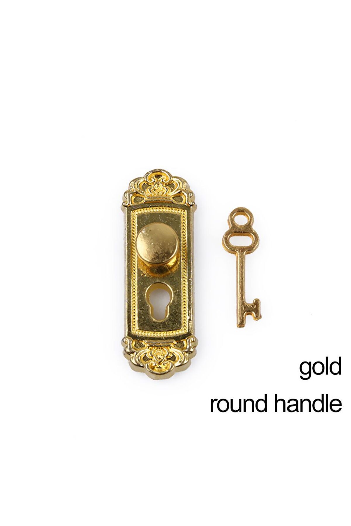 Choice-gold-round handle Retro Style 1/12 Scale Dollhouse Lock Key Set Miniature Door Handles Brass Knobs M 1