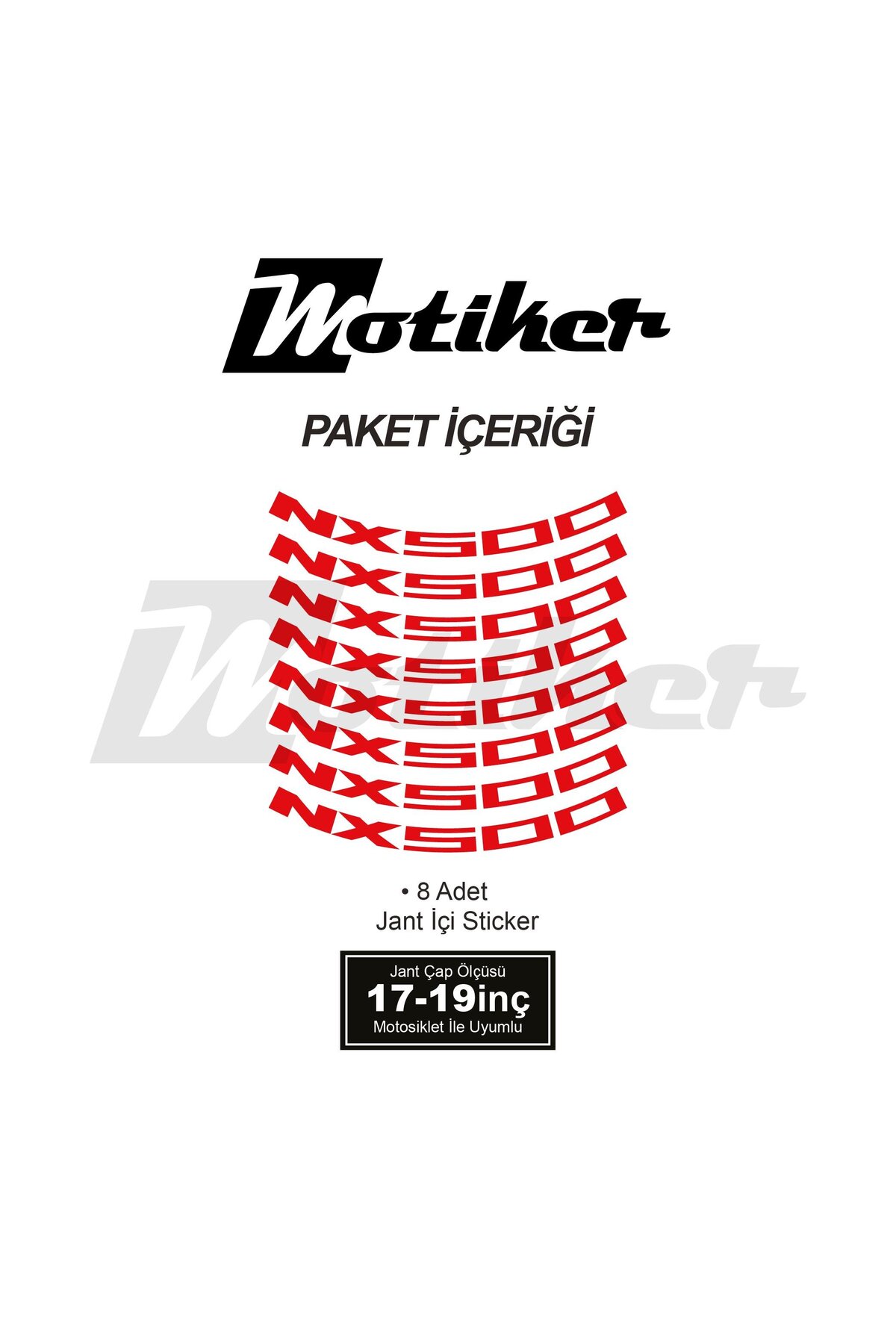 Motiker Honda NX500 Jant İçi Yazı Sticker Etiket Modeli Kırmızı