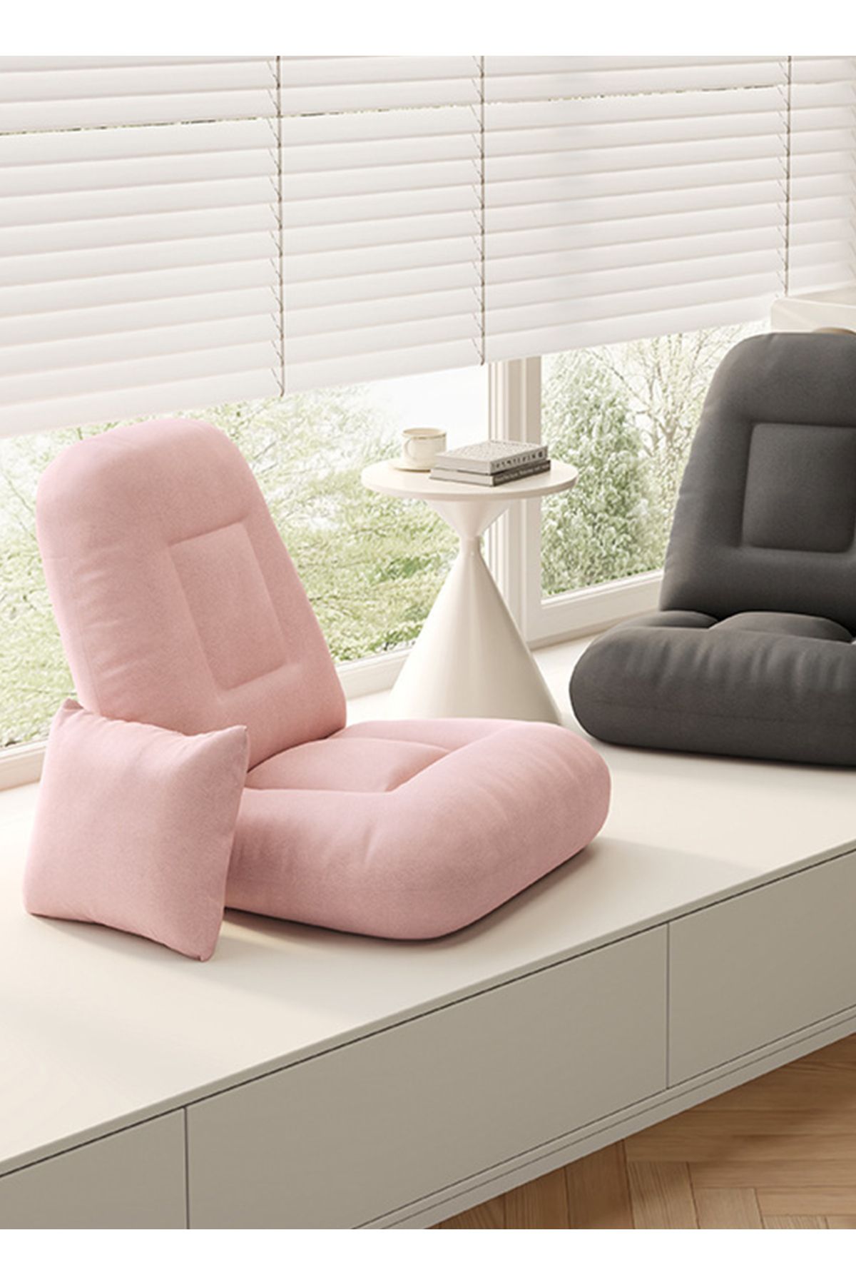 sharpdo-Lazy Sofa Bedroom Back Cushion, 5-Speed Adjustment, with a Pillow, Suitable for Bedroom/Balcony 3