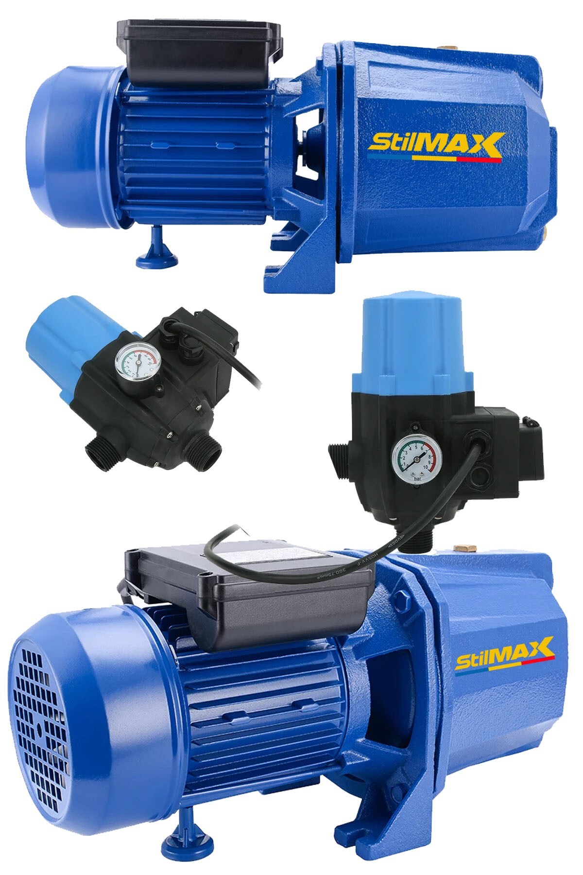 Turbo 1.5HP Fully Automatic Metal Gear System Copper Winding Oversized Water Pump Motor Booster Set