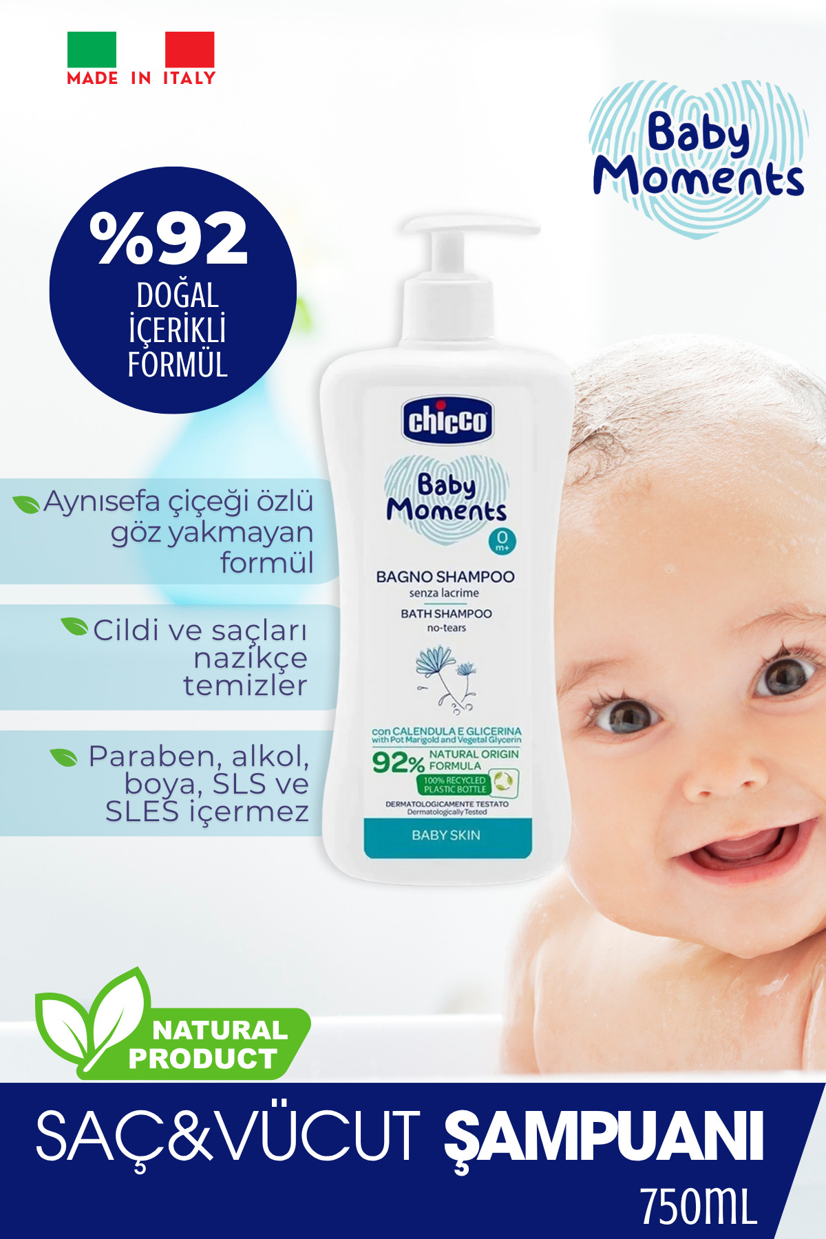 Chicco Doğal İçerikli Bebek Bakım Seti(Bebek Şampuan,Bebek Pişik Kremi,Bebek Losyon,Bebek Sabun) fotoğrafı 5 (önizleme)