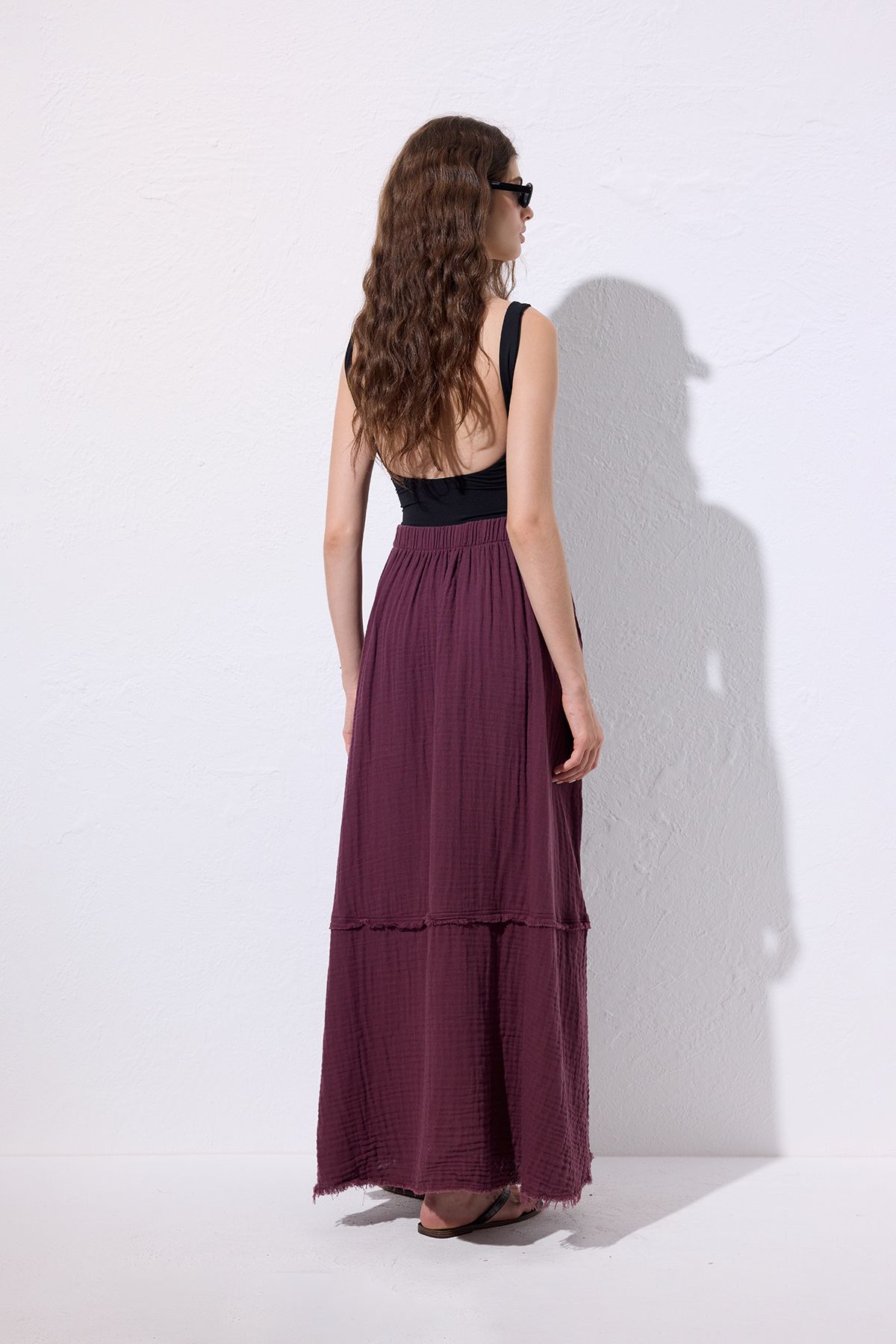 Manuka-Muslin Fold Wide Skirt Murdum 6
