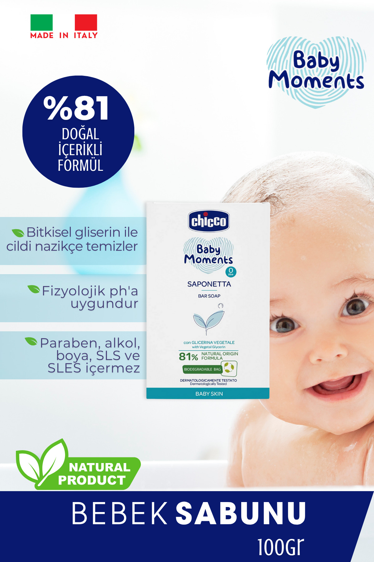 Chicco Doğal İçerikli Bebek Bakım Seti(Bebek Şampuan,Bebek Pişik Kremi,Bebek Losyon,Bebek Sabun) fotoğrafı 6 (önizleme)