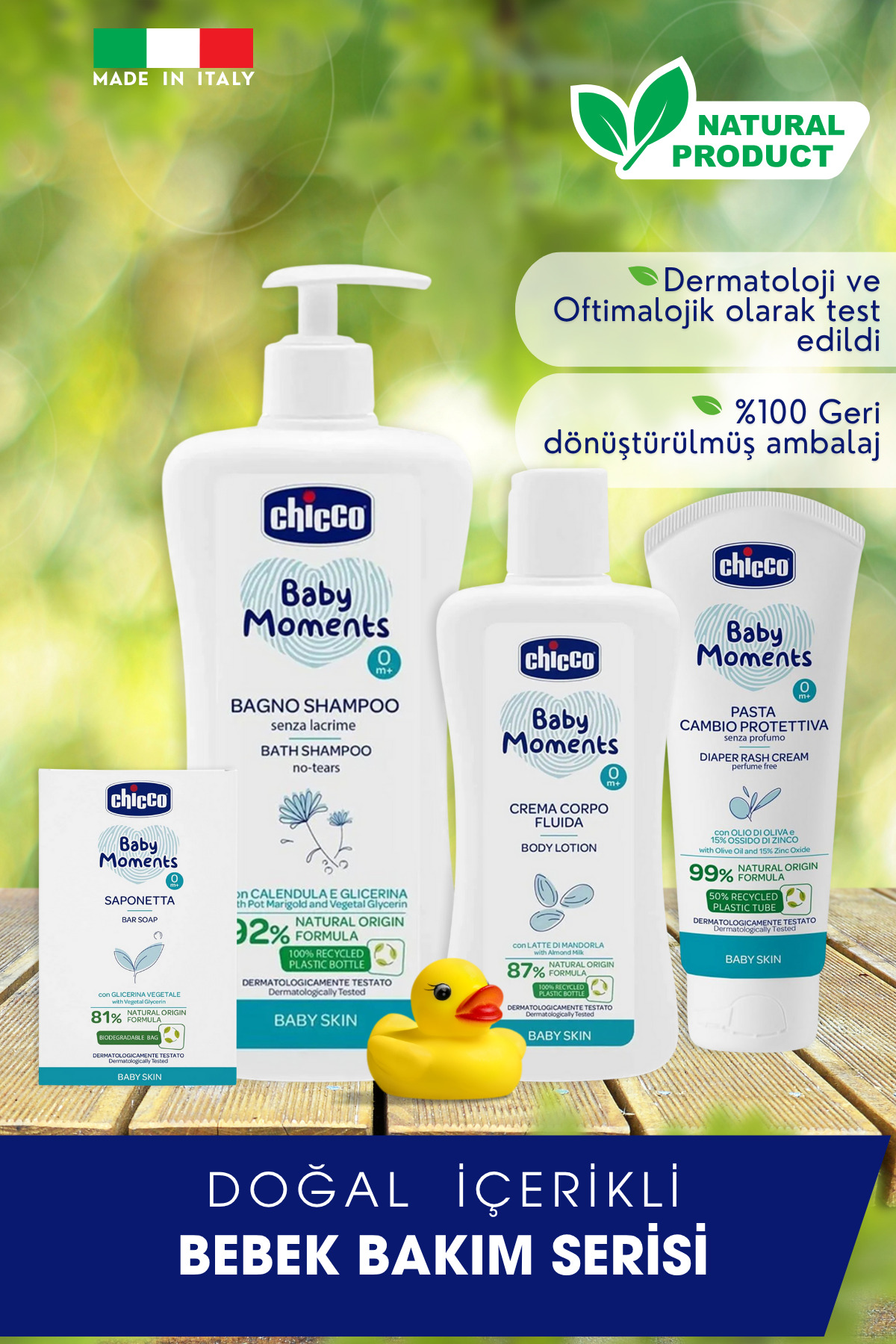 Chicco Doğal İçerikli Bebek Bakım Seti(Bebek Şampuan,Bebek Pişik Kremi,Bebek Losyon,Bebek Sabun) fotoğrafı 2 (önizleme)