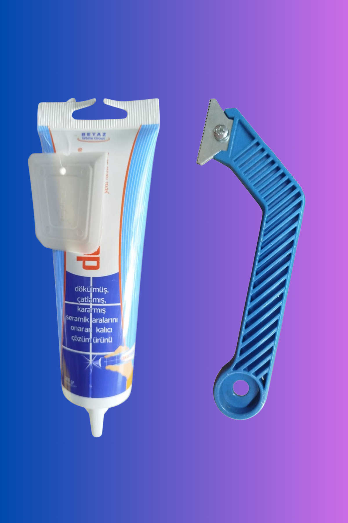 HAFSER 2'Li Set Fayans Arası Beyaz Hazır Derz Boyama Dolgusu + Derz Kazıyıcı Temizleyici