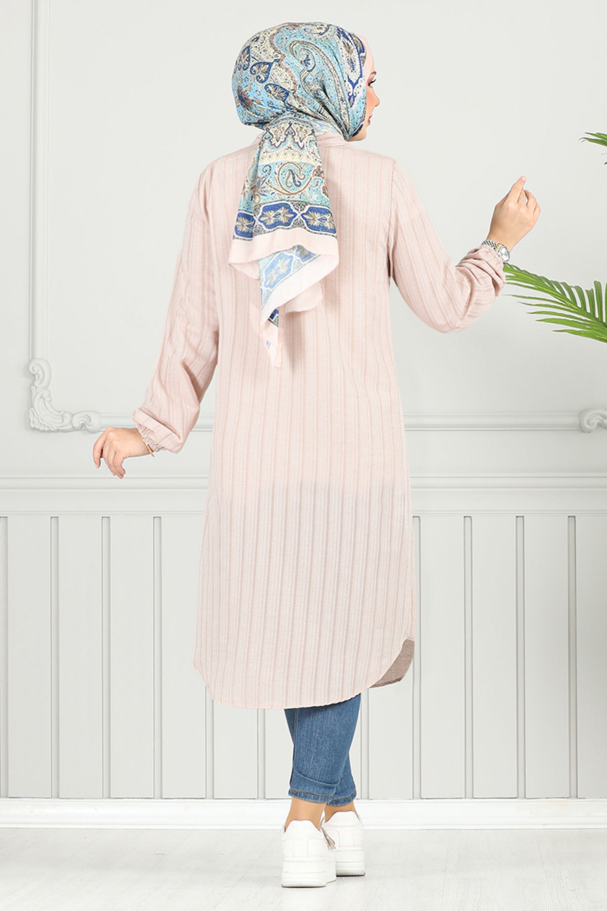 ModaMerve-Shirt Collar Hijab Tunic 4448Ktr927-M Mink 4