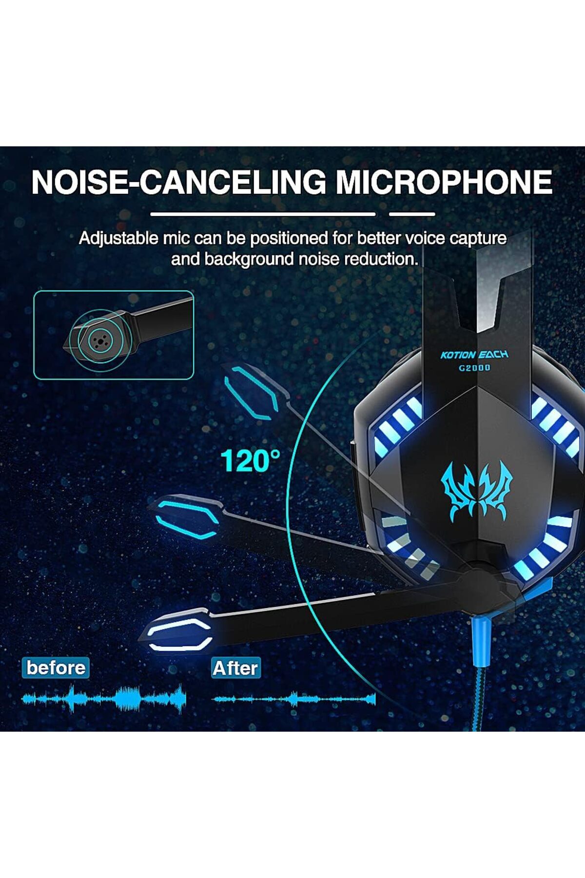 سماعة الألعاب G2000 - سماعات رأس سلكية فوق الأذن ل...