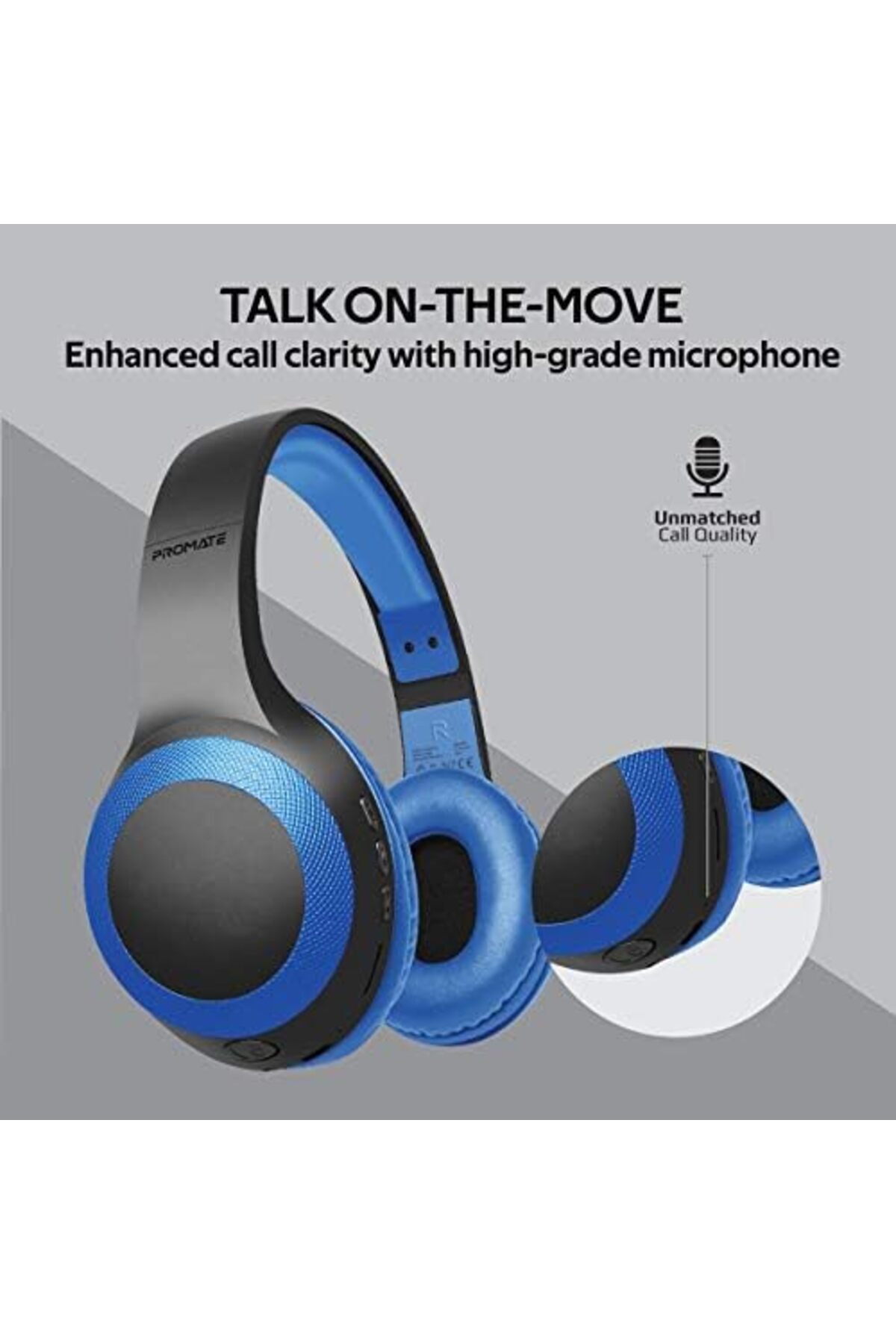Promate-Promate Wireless Headphone, Powerful Deep Bass Bluetooth v5.0 Headphone with MicroSD Playback, 3.5mm 6