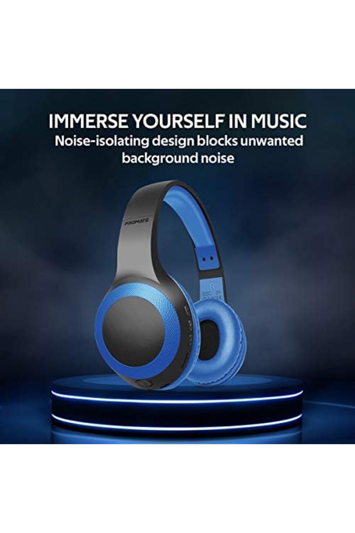 Promate-Promate Wireless Headphone, Powerful Deep Bass Bluetooth v5.0 Headphone with MicroSD Playback, 3.5mm 5
