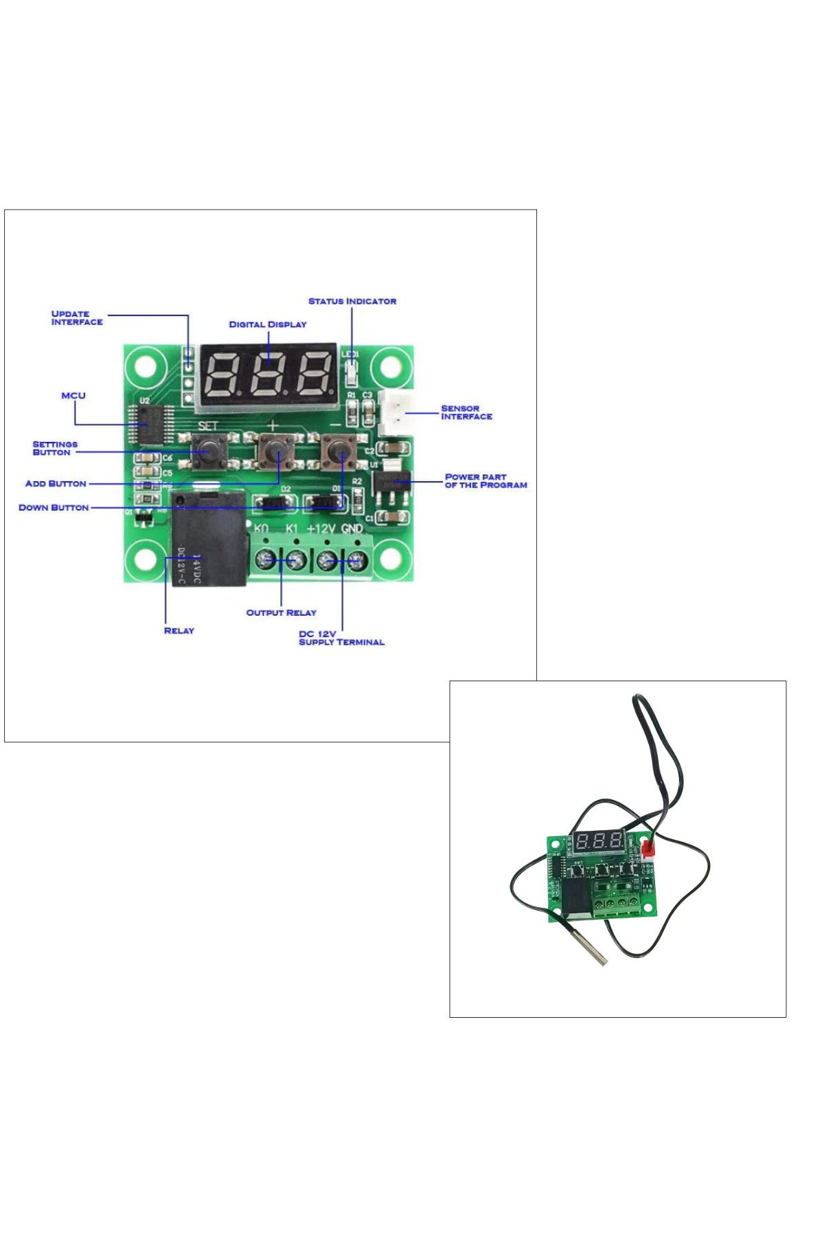 OEM-W1209 temperature controller, with sensor, 7 settings, range from -30°C to 110°C 5