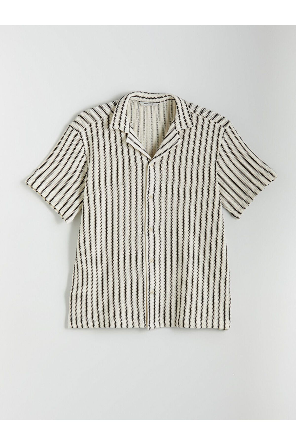 LC Waikiki-Ανδρικό πουκάμισο με κοντό μανίκι Ecru Regular Fit 6