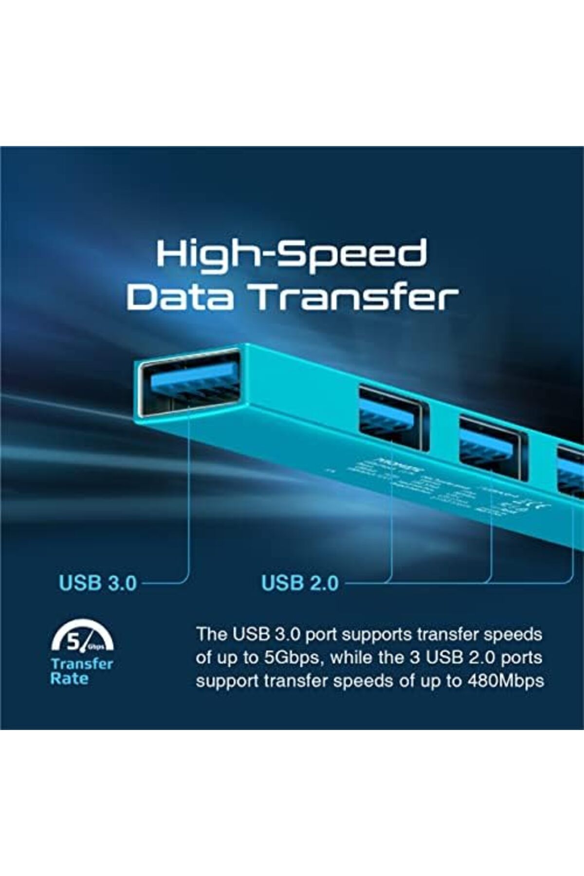 Promate-USB-C Multiport Hub, Lightweight 4-in-1 OTG Adapter with USB Adapter, Charge Sync 480 Mbps U 3
