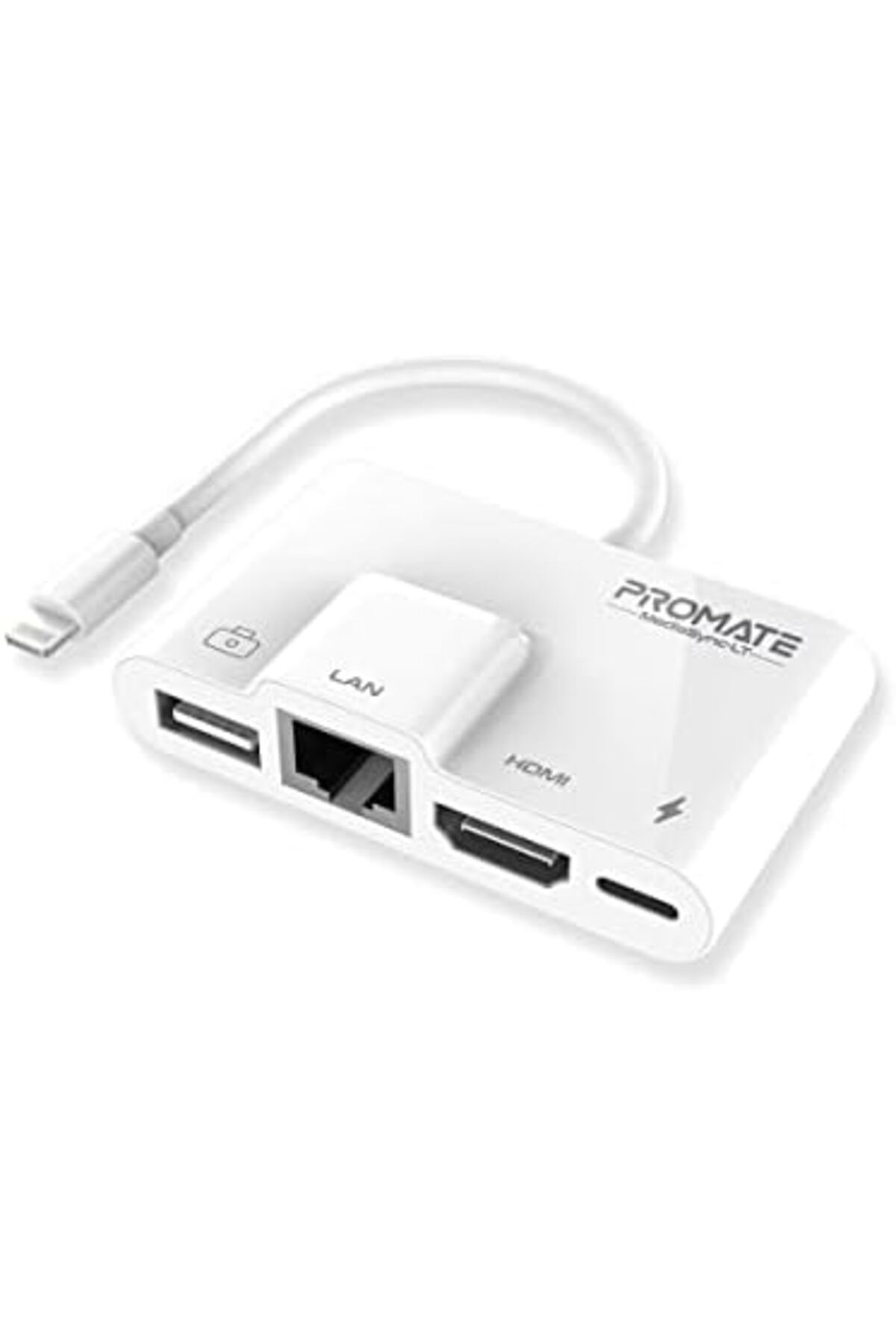 Promate-Lightning to HDMI Adapter for iPhone/iPad, Portable 4-in-1 OTG Lightning Multimedia Hub 1