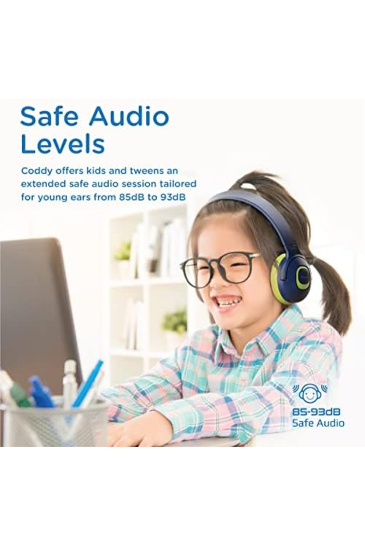 Promate-Kids Wireless Bluetooth Headphones, Stylish Dual Microphone Volume Controlled 85dB to 93dB H 2