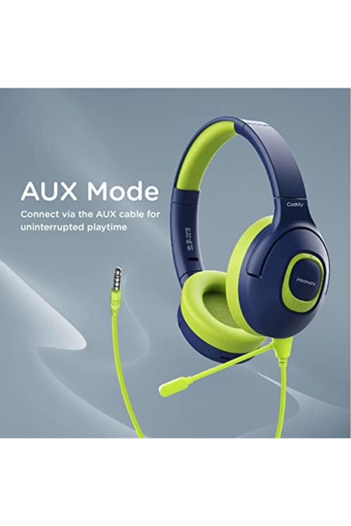 Promate-Kids Wireless Bluetooth Headphones, Stylish Dual Microphone Volume Controlled 85dB to 93dB H 5
