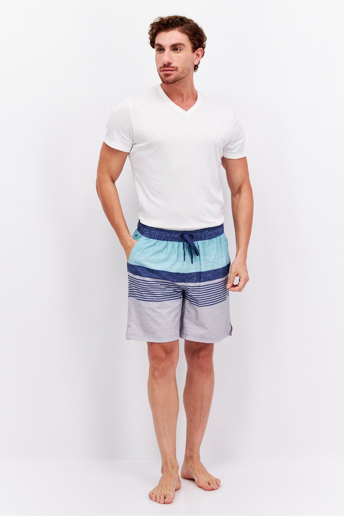 Hurley-Men Stripe Drawstring Board Shorts, Blue Combo 3