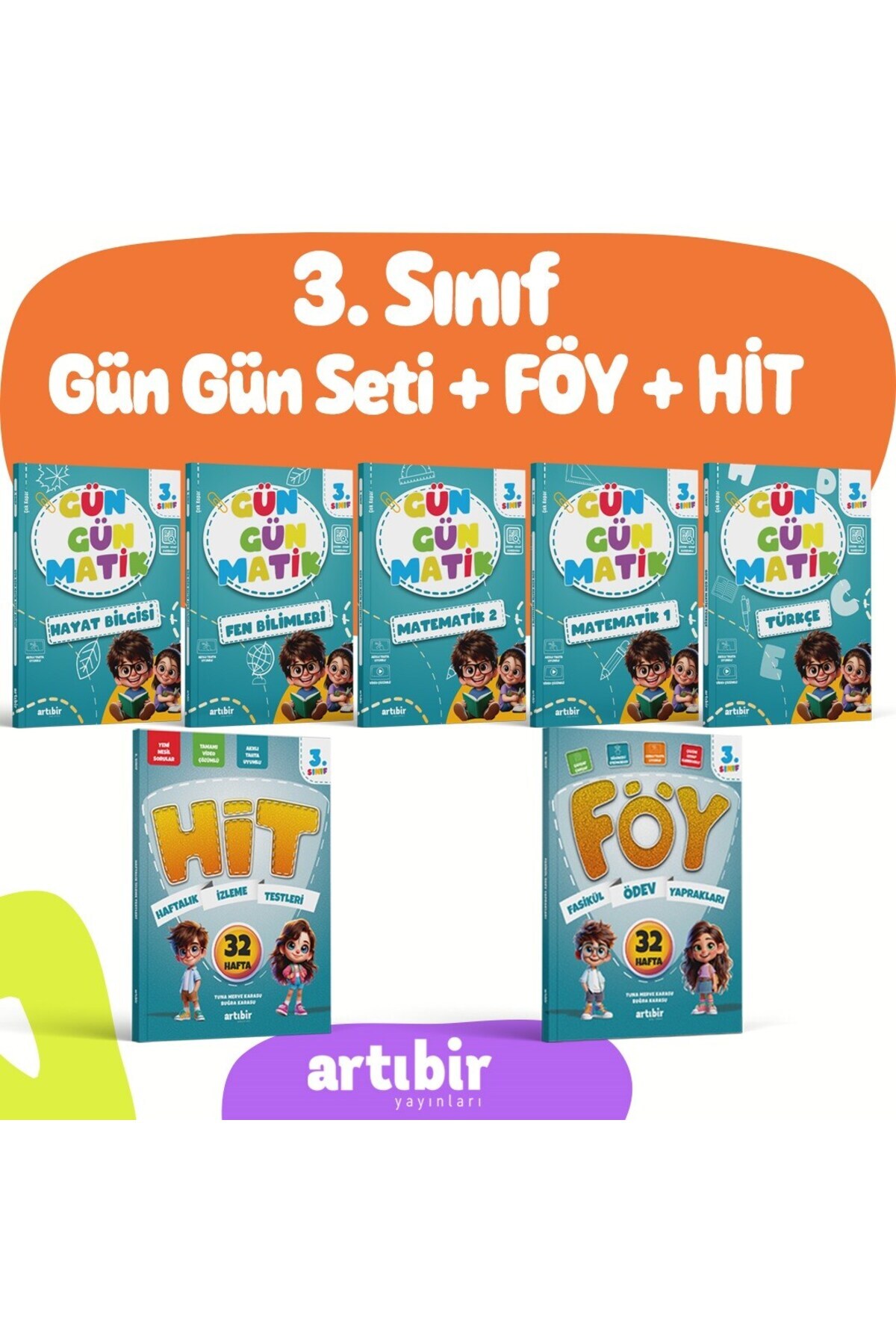 Artıbir Yayınları 3. Sınıf Gün Gün Matik + Föy+ Hit 7 KİTAP (Mega