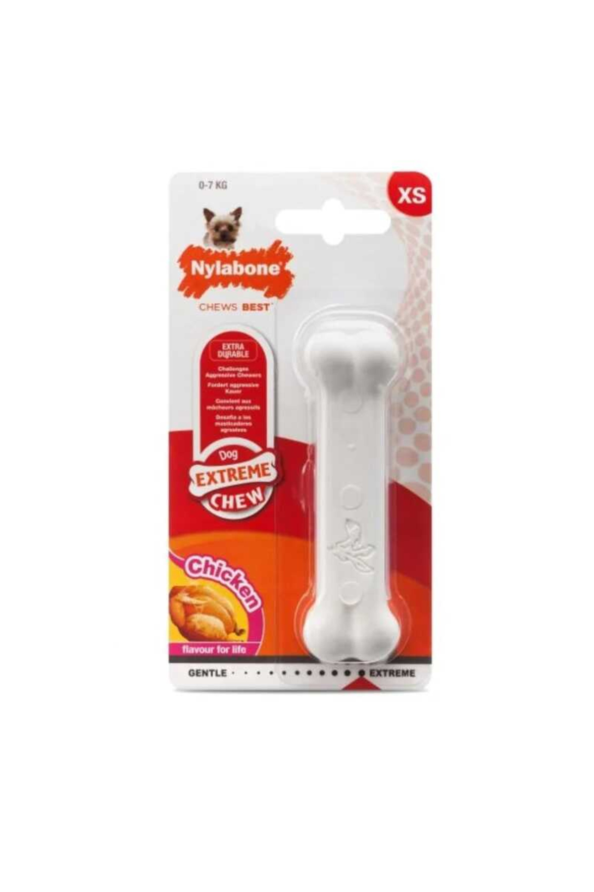 Nylabone 778103-Nylabone Tavuk Aromalı Köpek Çiğneme Kemiği XS