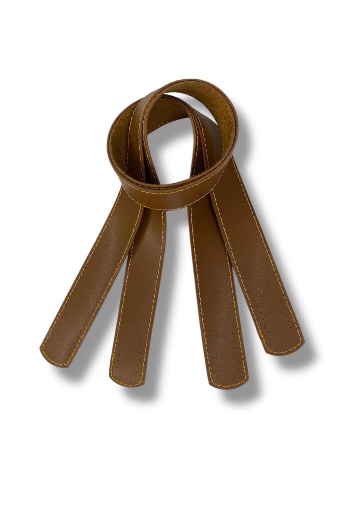 Tan Sewable Stitched Bag Handle Vegan Leather 1 pair (70cmx3cm)