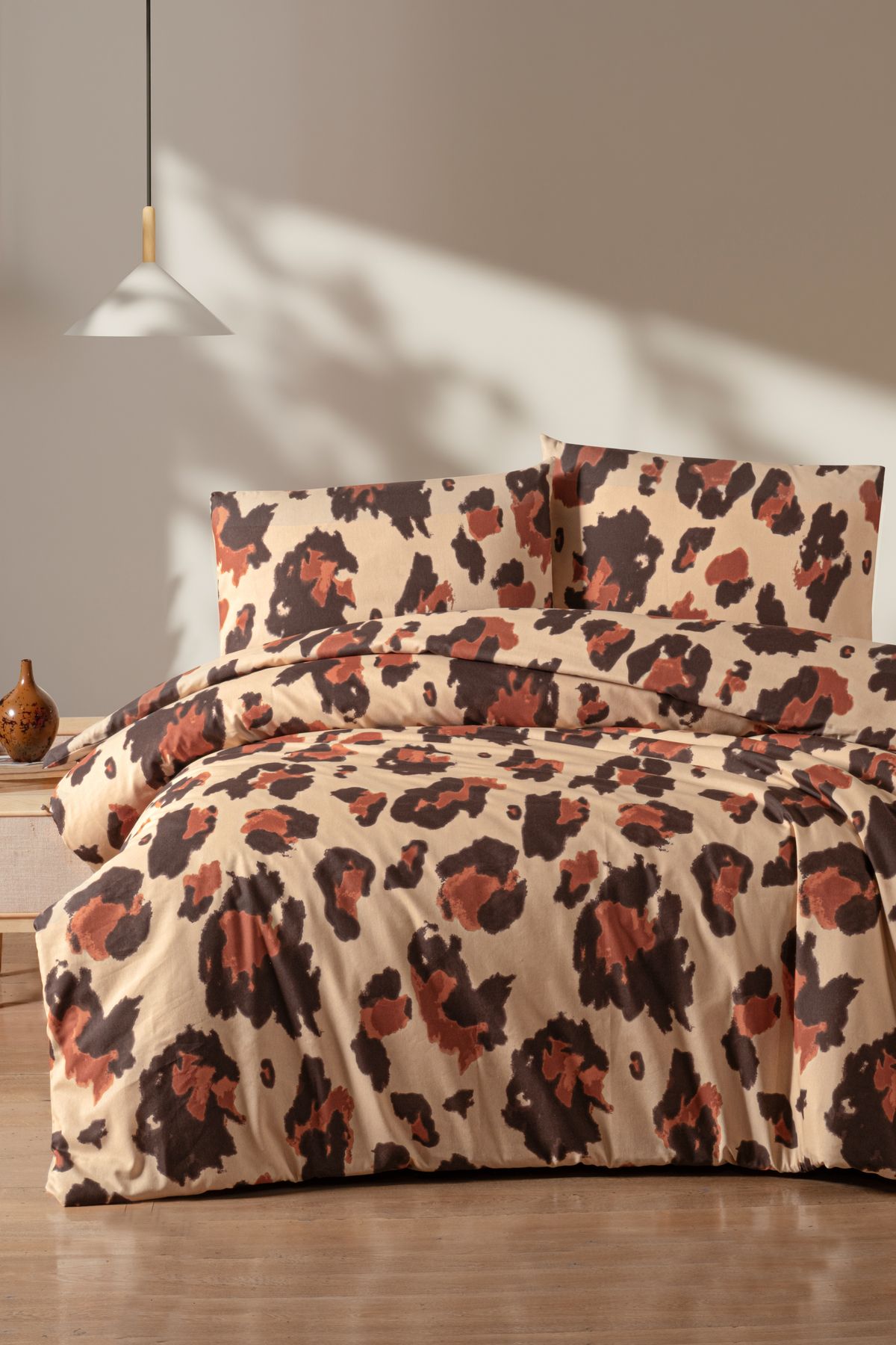 Mürdüm Home-Leopard Patterned Double Duvet Cover Set with 100% Cotton Sheets 1