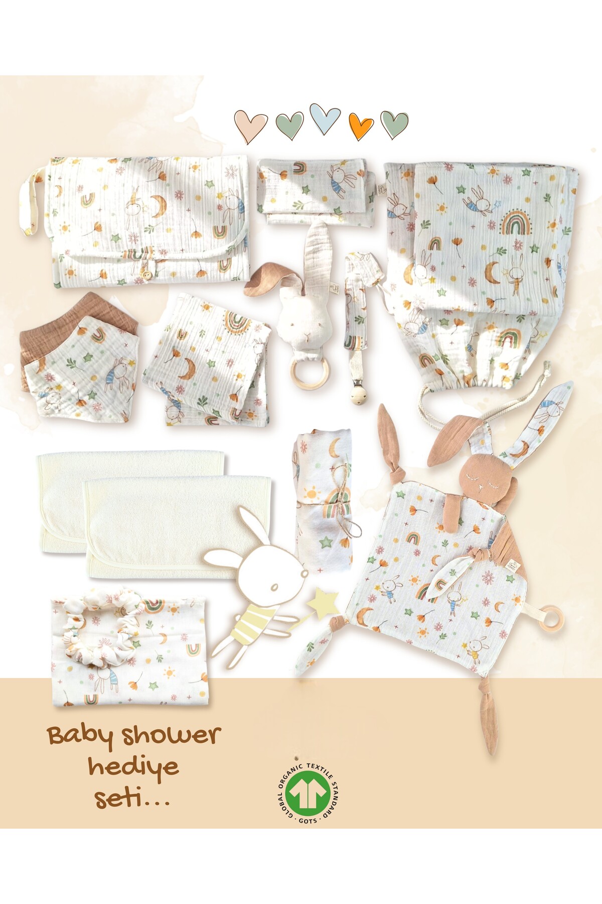 Momfey Organics 14 Parça Müslin Bebek Seti | %100 Pamuk | Yenidoğan Hastane Çıkışı, Hediye Seti fotoğrafı 7 (önizleme)