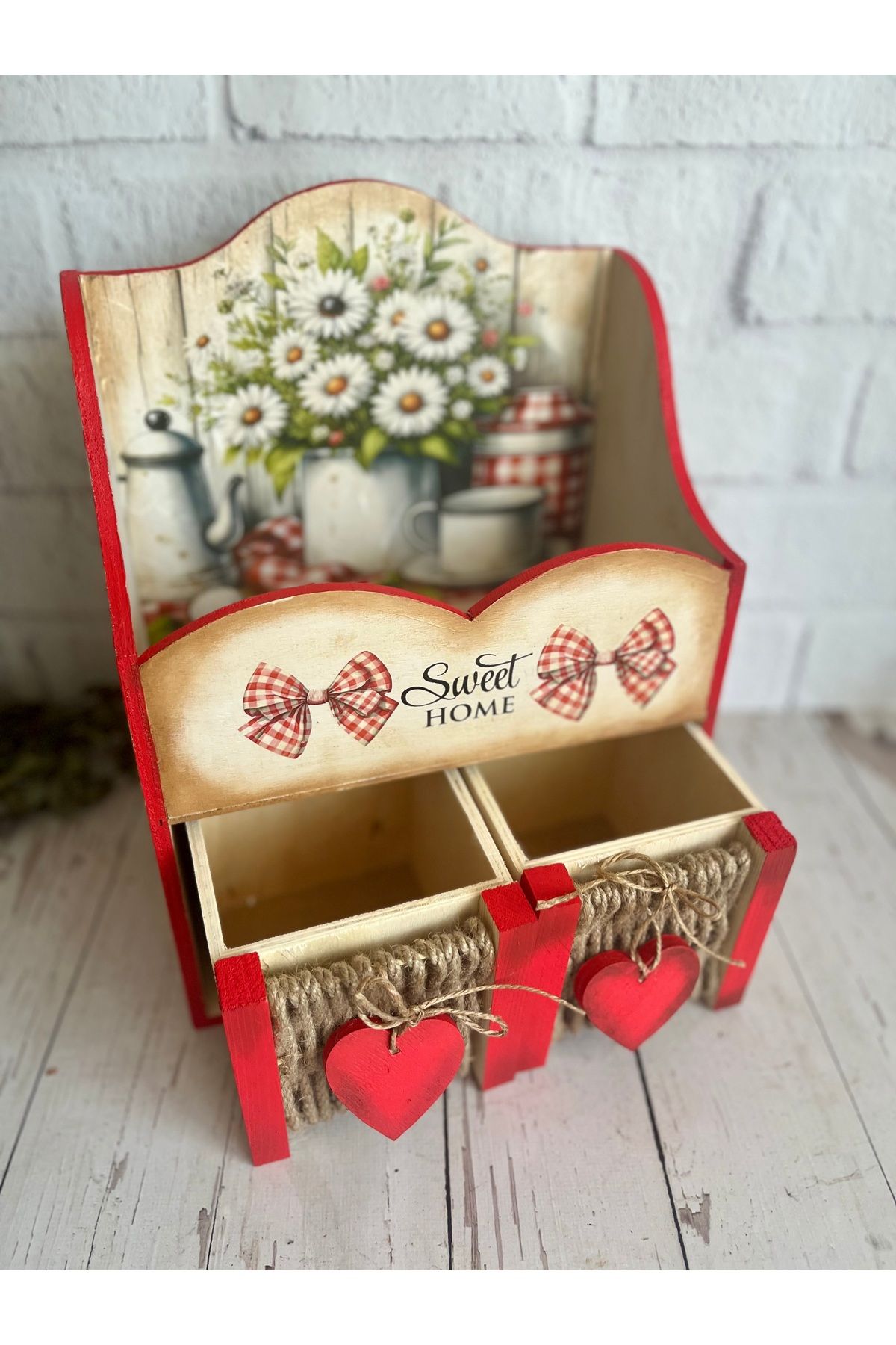 Bypinaryuksel-Solid Design Multi-Purpose Box with Knitted Drawer on the Front 3