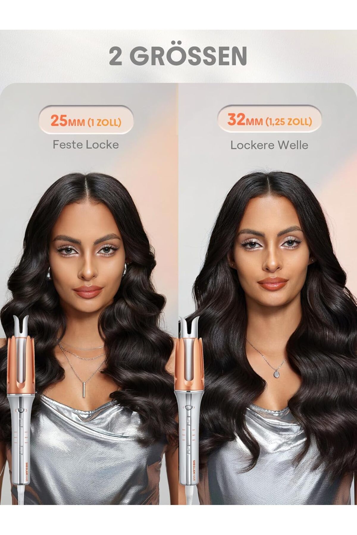 SHEGLAM-Automatic Curling Iron 1 ¼ inch with 3 Temperatures Fast Heating, 2-Way Rotation, Automatic 7