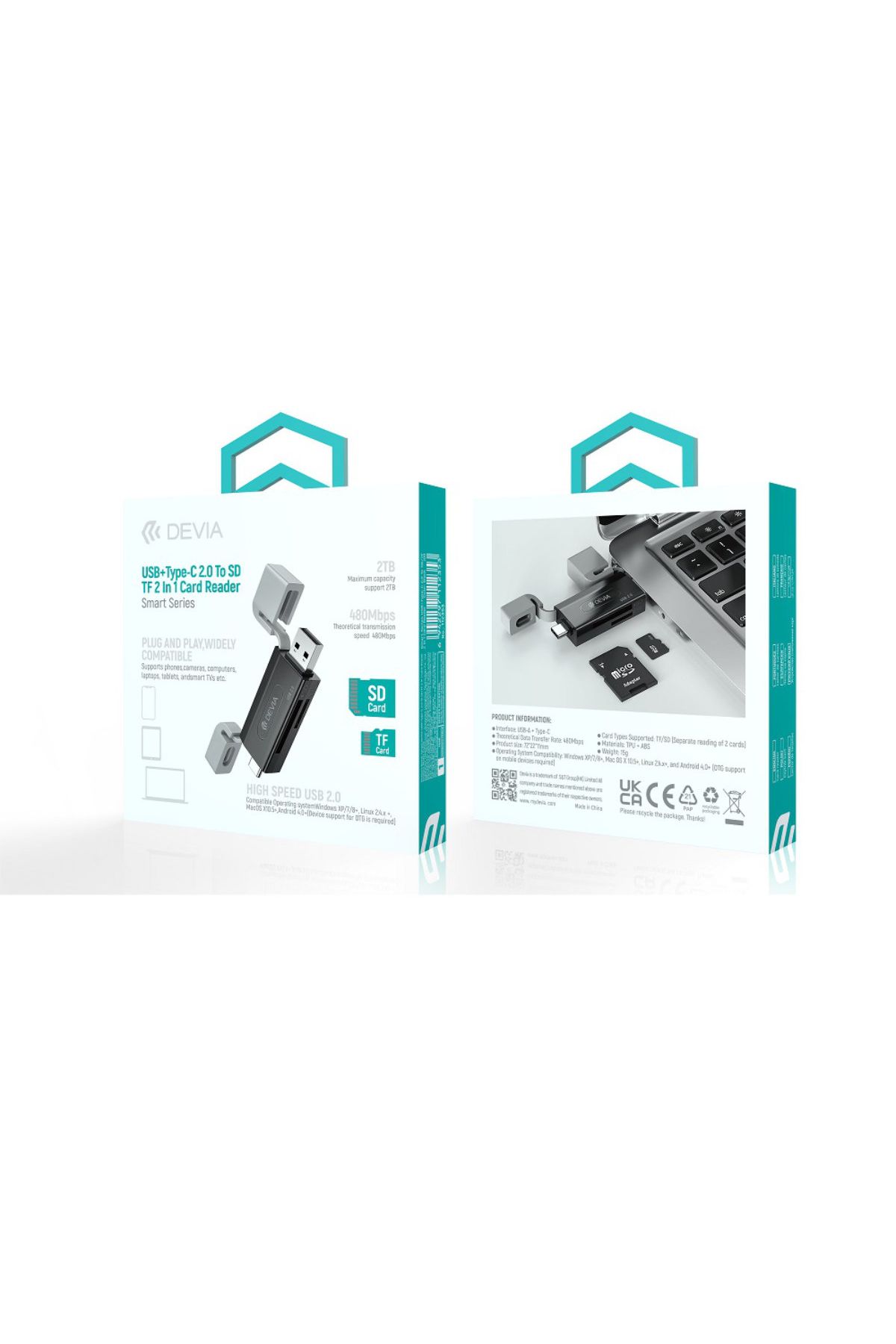 Devia-Usb 2.0 Microsd and Sd Memory Card Reader with Usb-c and Usb Connection 5